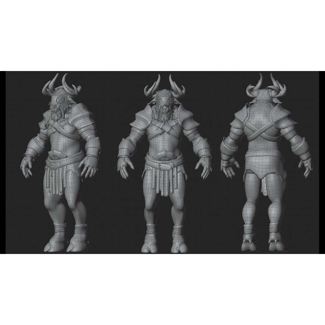 Armored Minotaur 3D Model – Low Poly Rigged Character, FBX - View 29