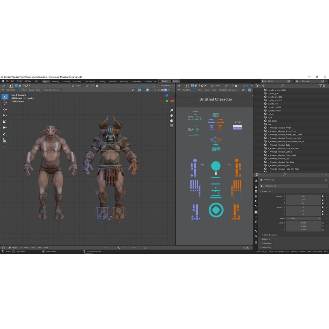 Armored Minotaur 3D Model – Low Poly Rigged Character, FBX - View 30