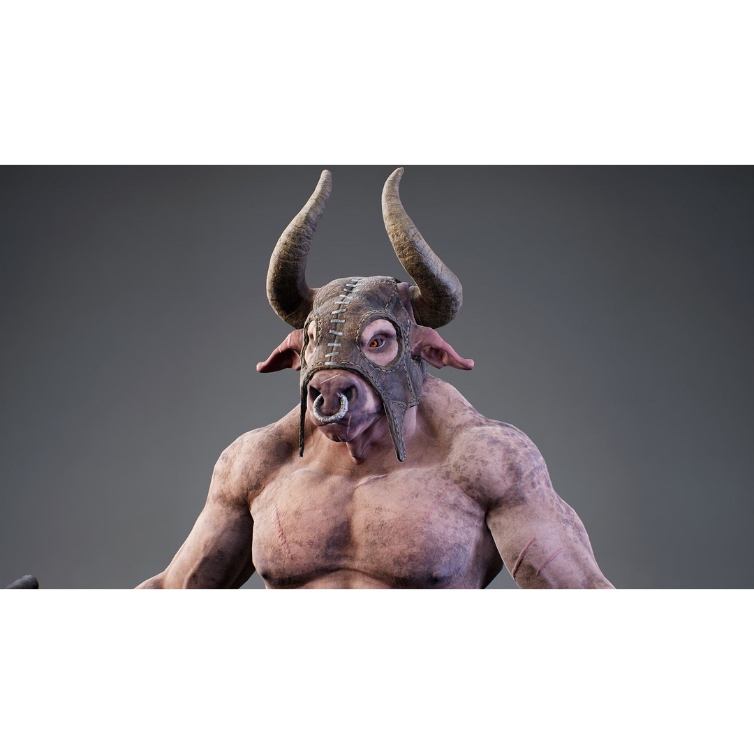 Armored Minotaur 3D Model – Low Poly Rigged Character, FBX - View 7