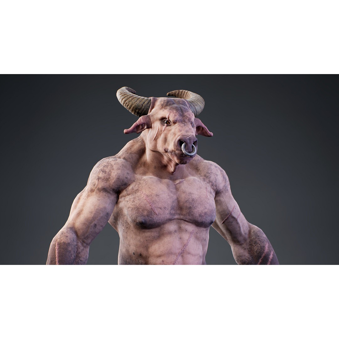 Armored Minotaur 3D Model – Low Poly Rigged Character, FBX - View 9