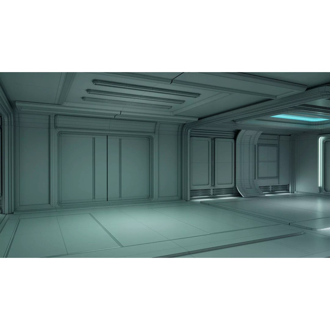 Sci-Fi Corridor Station 3D Model – Futuristic Environment with PBR Textures