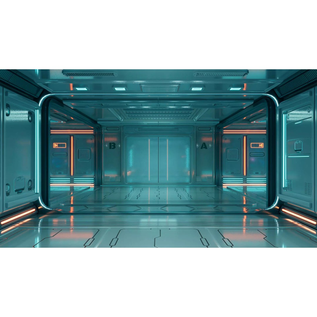Sci-Fi Corridor Station 3D Model – Futuristic Environment with PBR Textures - View 10