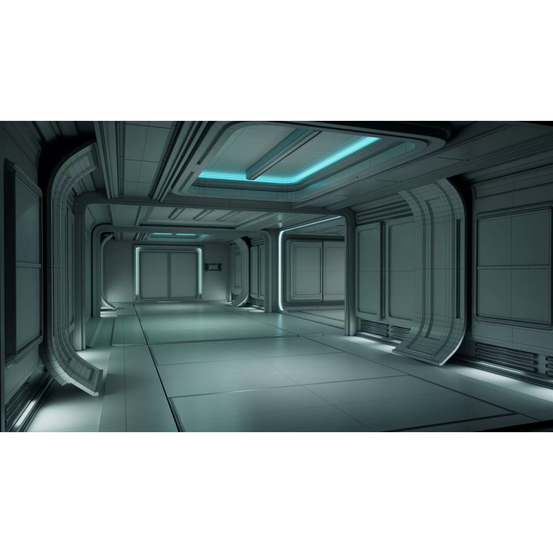 Sci-Fi Corridor Station 3D Model – Futuristic Environment with PBR Textures - View 12