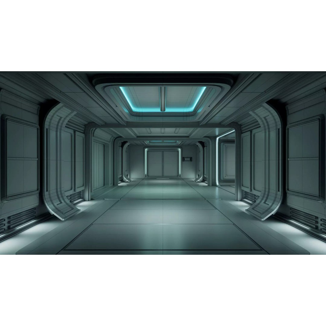 Sci-Fi Corridor Station 3D Model – Futuristic Environment with PBR Textures - View 13