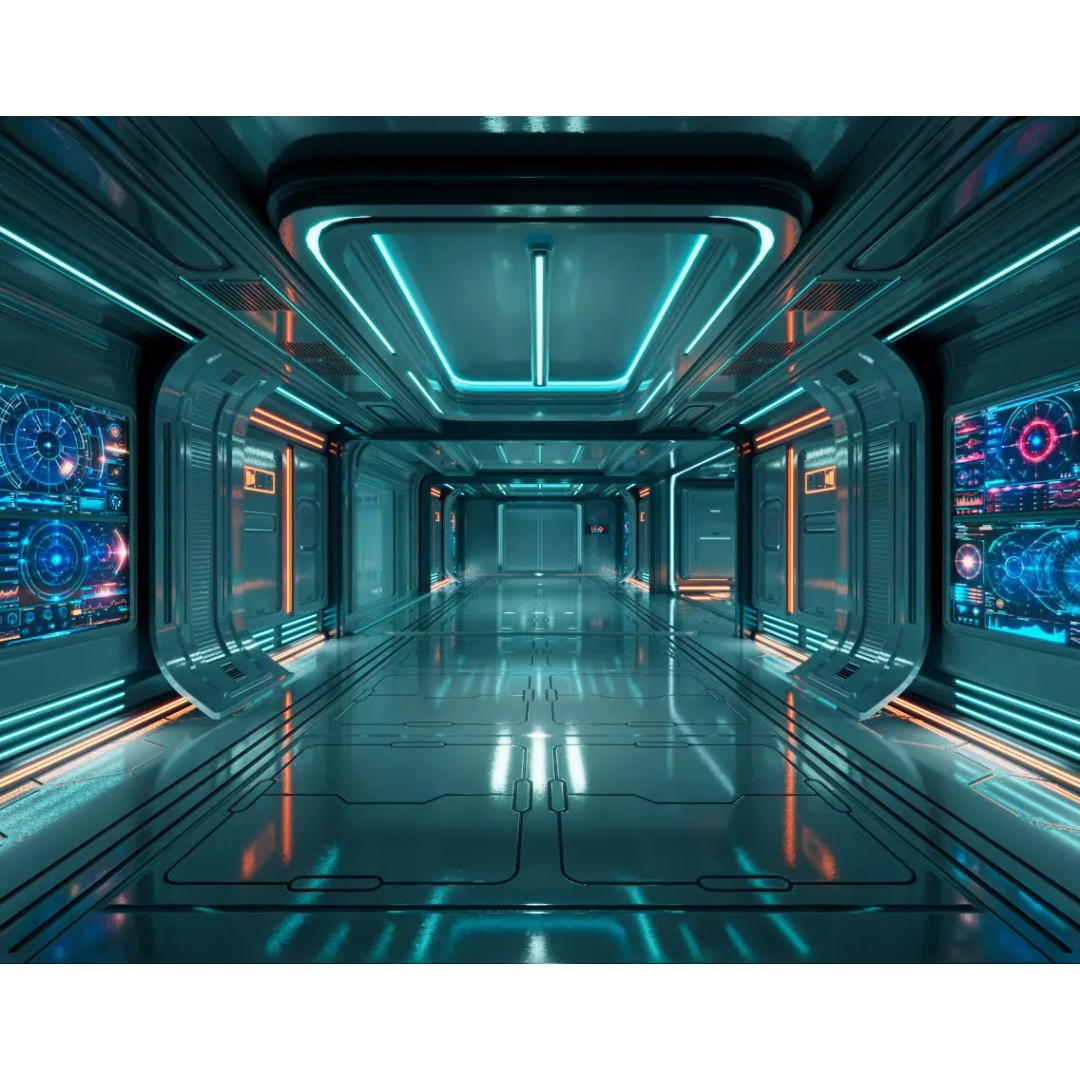 Sci-Fi Corridor Station 3D Model – Futuristic Environment with PBR Textures - View 2