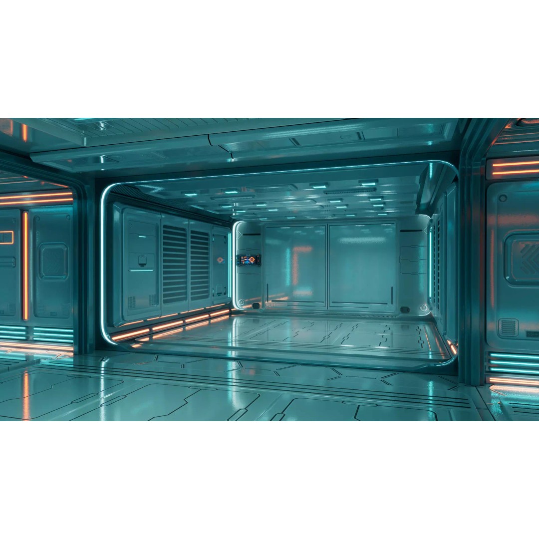 Sci-Fi Corridor Station 3D Model – Futuristic Environment with PBR Textures - View 4
