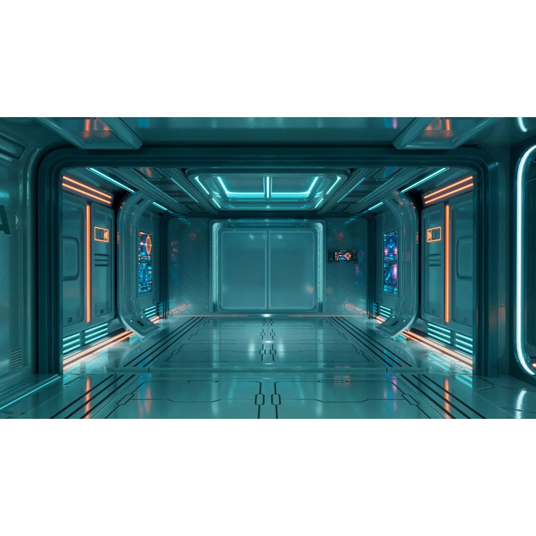 Sci-Fi Corridor Station 3D Model – Futuristic Environment with PBR Textures - View 5