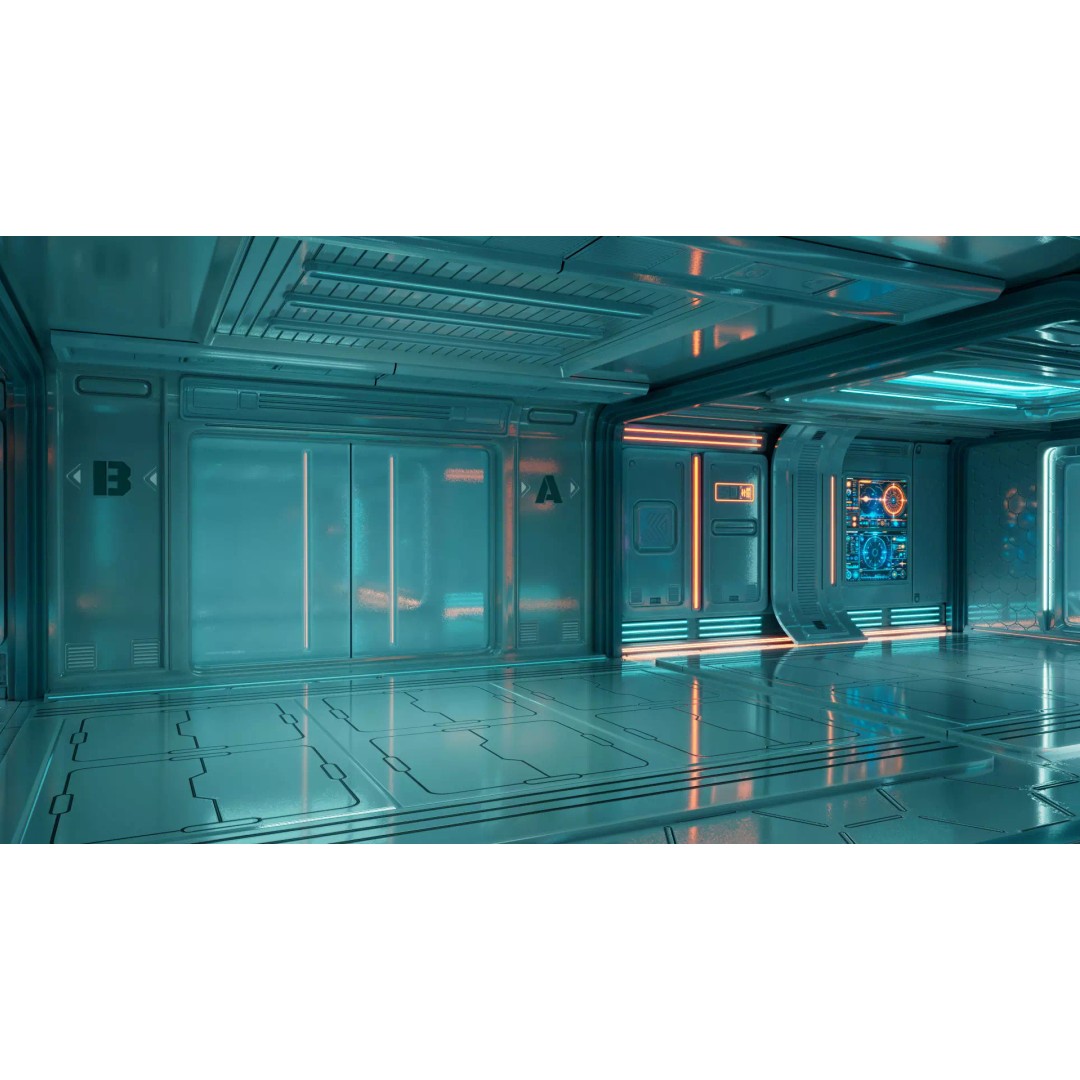 Sci-Fi Corridor Station 3D Model – Futuristic Environment with PBR Textures - View 8