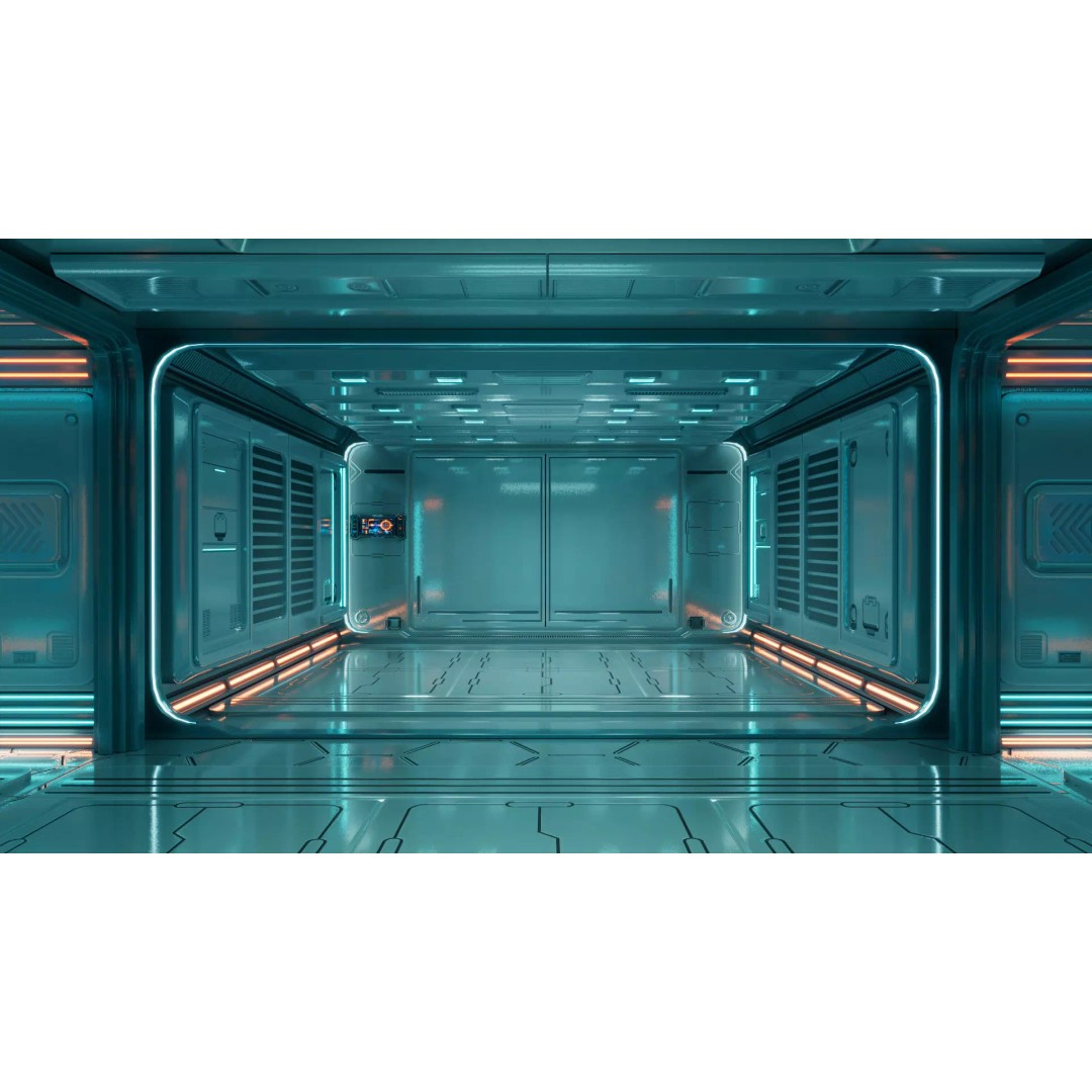 Sci-Fi Corridor Station 3D Model – Futuristic Environment with PBR Textures - View 9