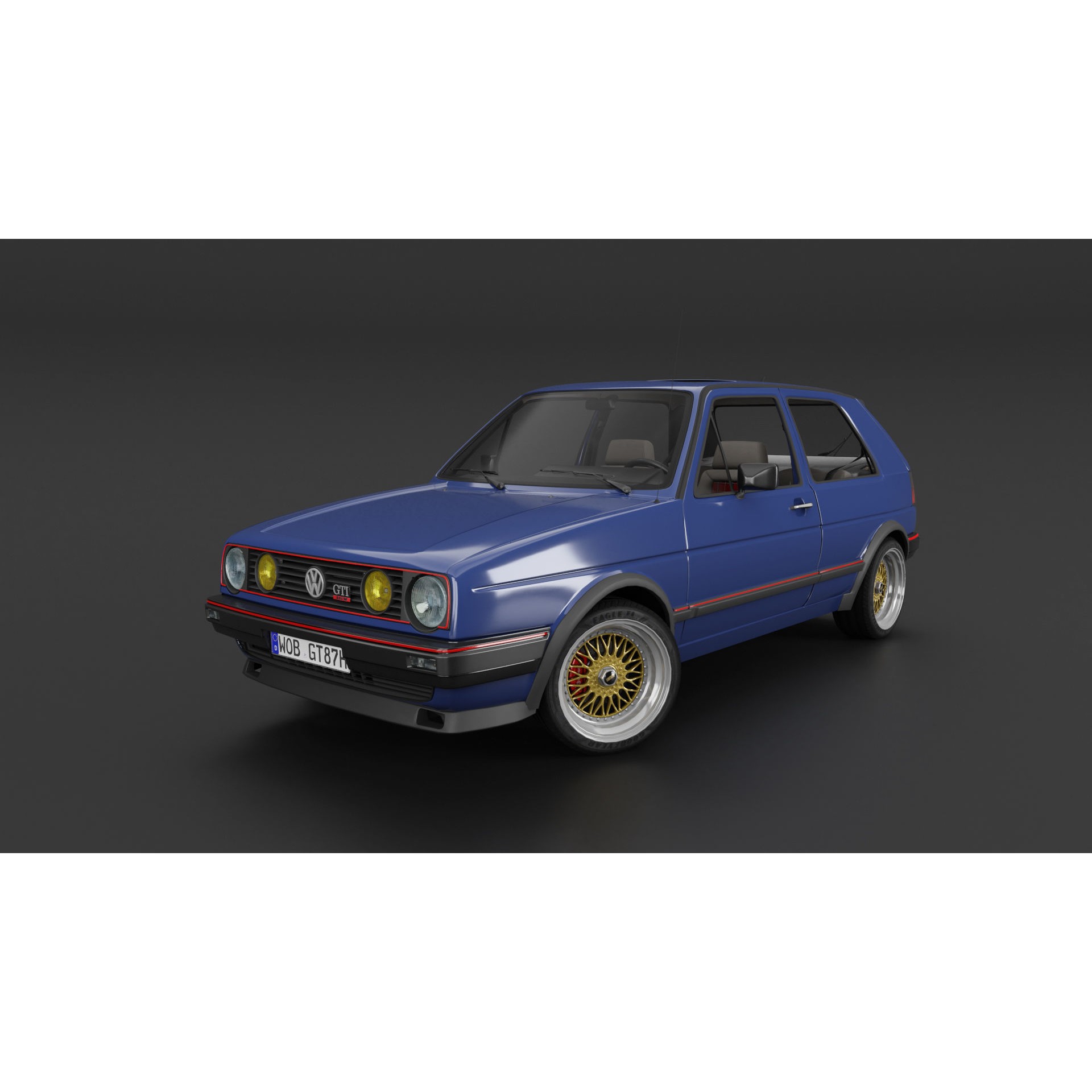 VW Golf GTI 16V MK2 - Low-Poly Game-Ready 3D Model