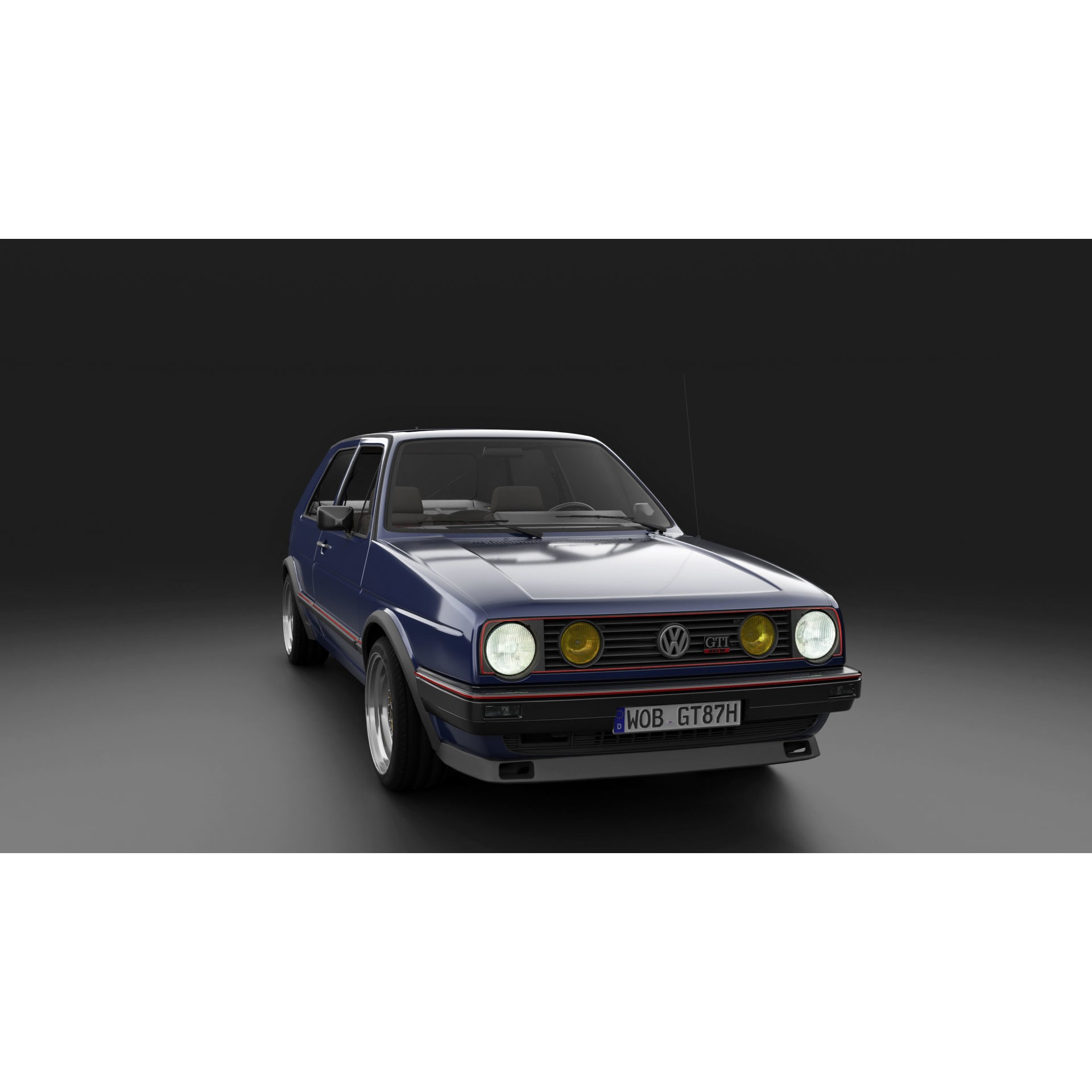 VW Golf GTI 16V MK2 - Low-Poly Game-Ready 3D Model - View 11