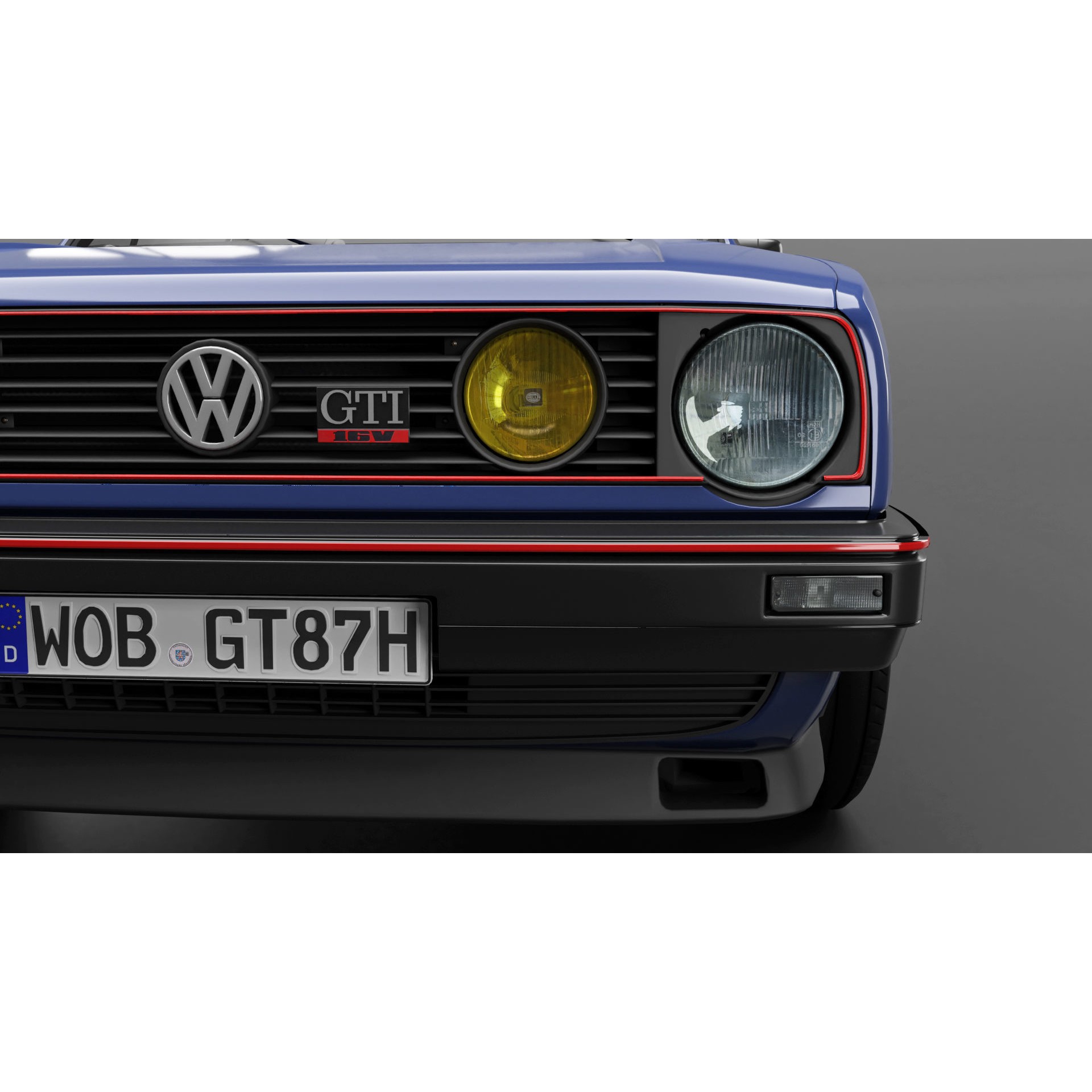 VW Golf GTI 16V MK2 - Low-Poly Game-Ready 3D Model - View 14