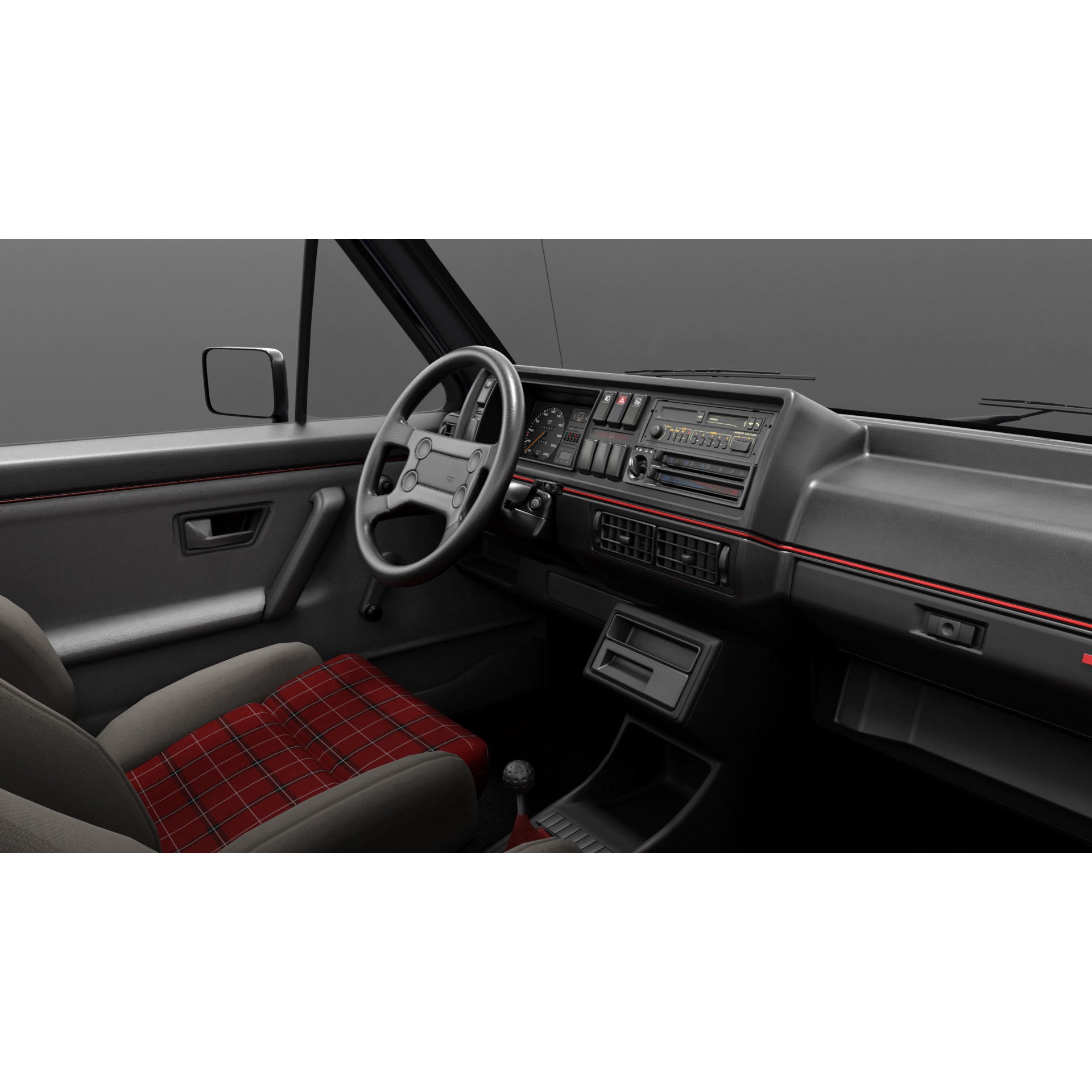 VW Golf GTI 16V MK2 - Low-Poly Game-Ready 3D Model - View 17
