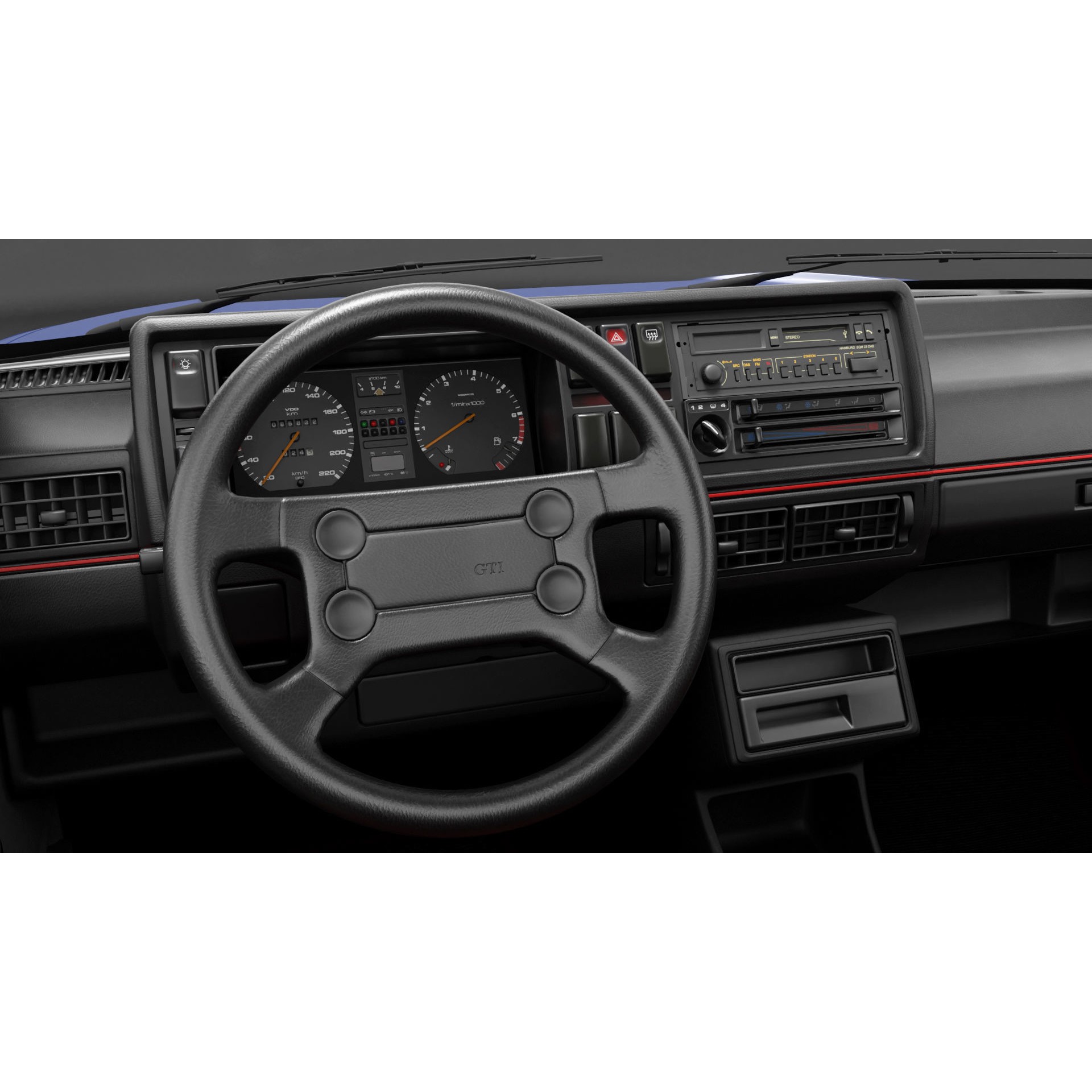 VW Golf GTI 16V MK2 - Low-Poly Game-Ready 3D Model - View 19