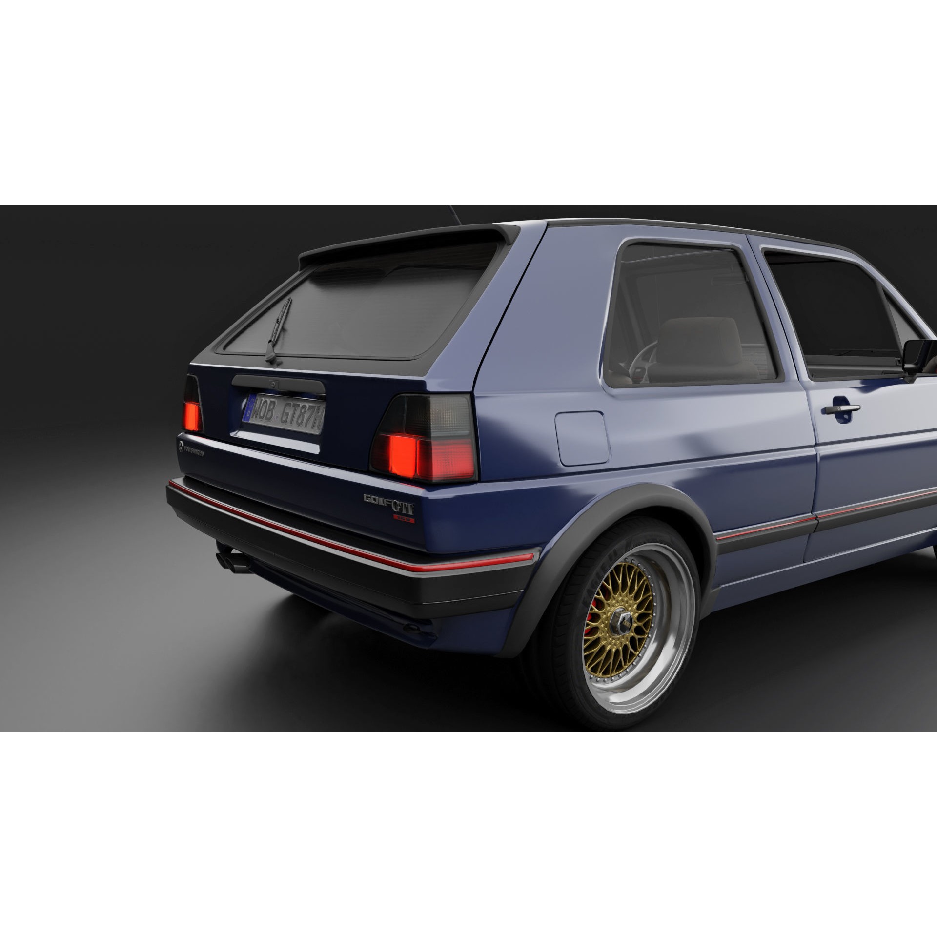 VW Golf GTI 16V MK2 - Low-Poly Game-Ready 3D Model - View 21