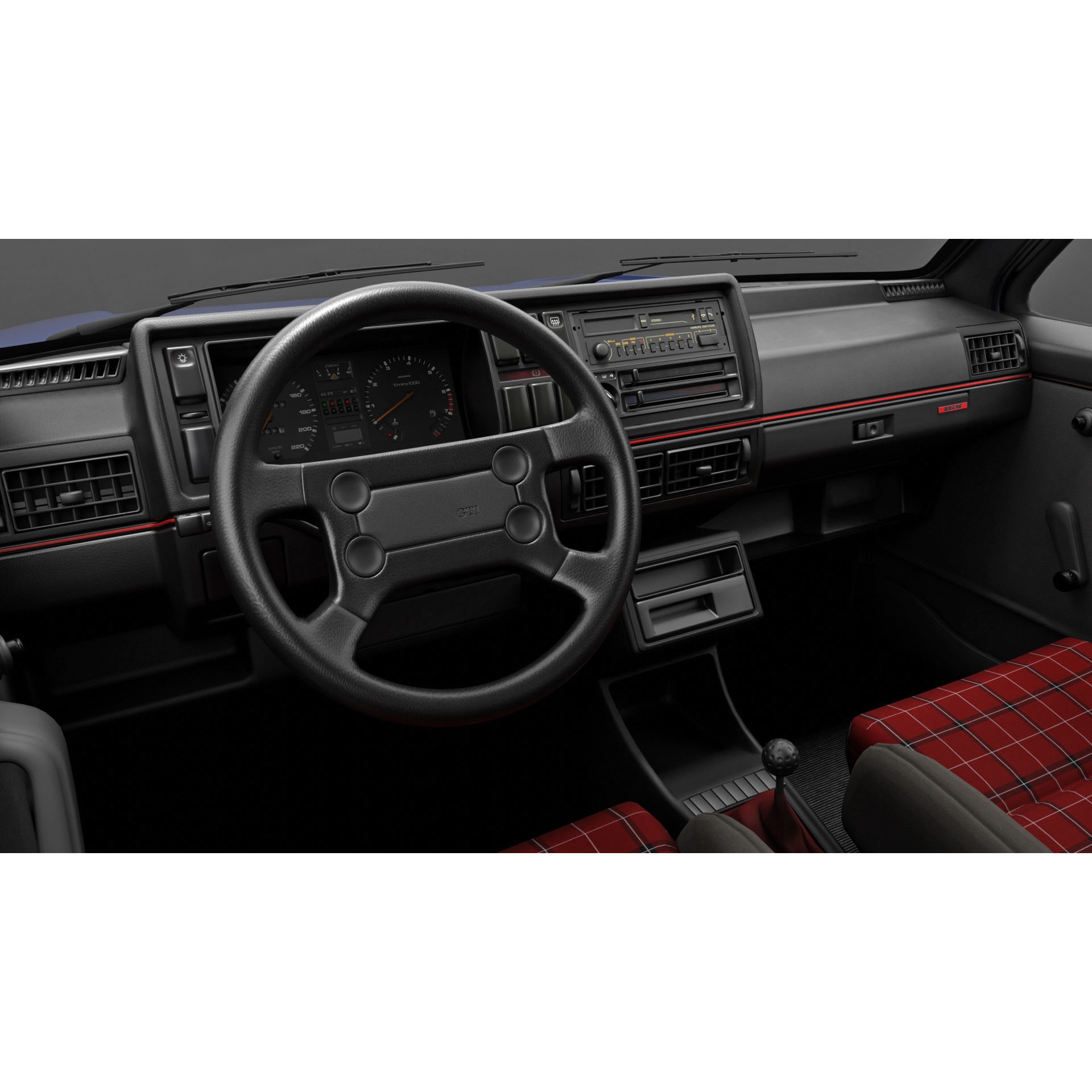VW Golf GTI 16V MK2 - Low-Poly Game-Ready 3D Model - View 22