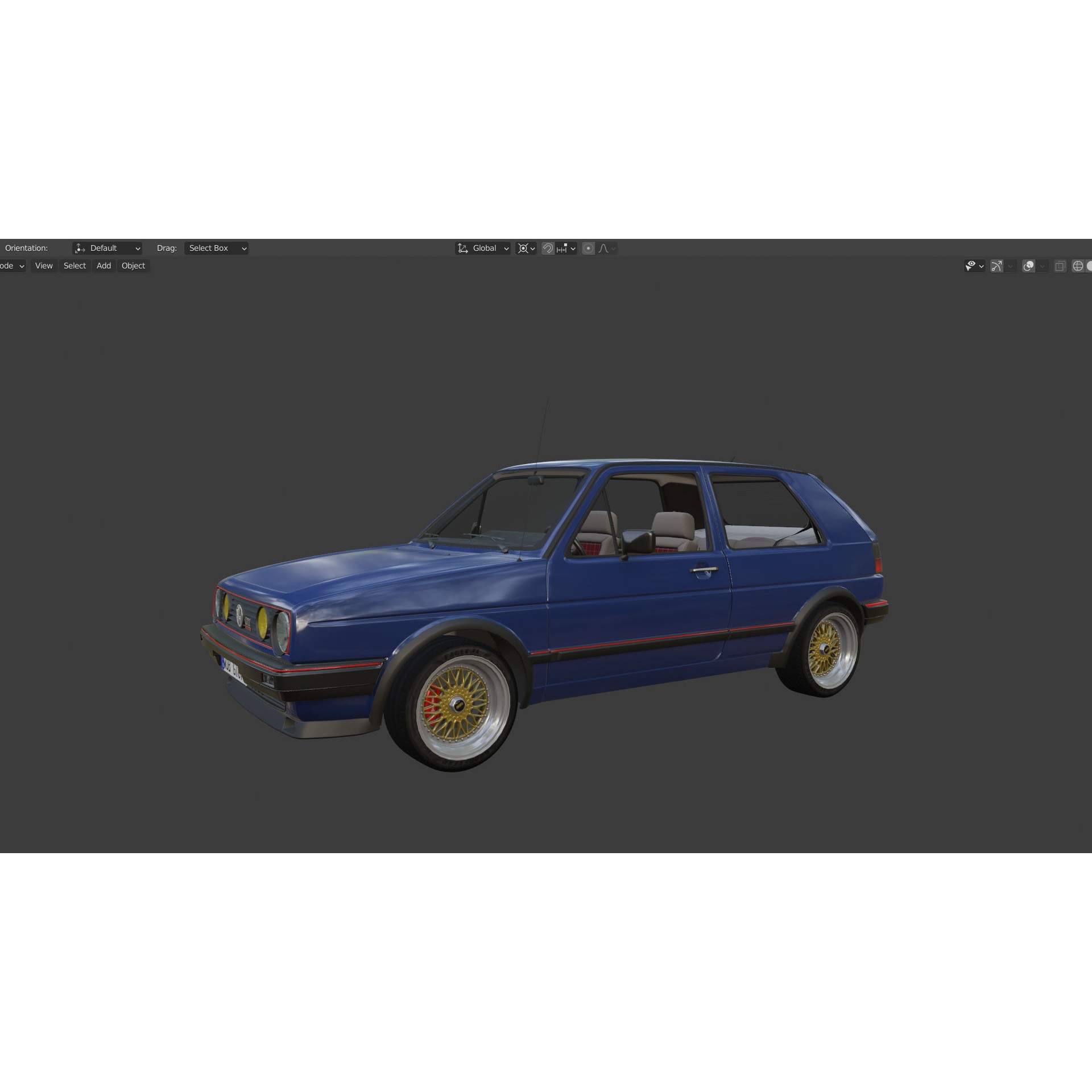 VW Golf GTI 16V MK2 - Low-Poly Game-Ready 3D Model - View 29