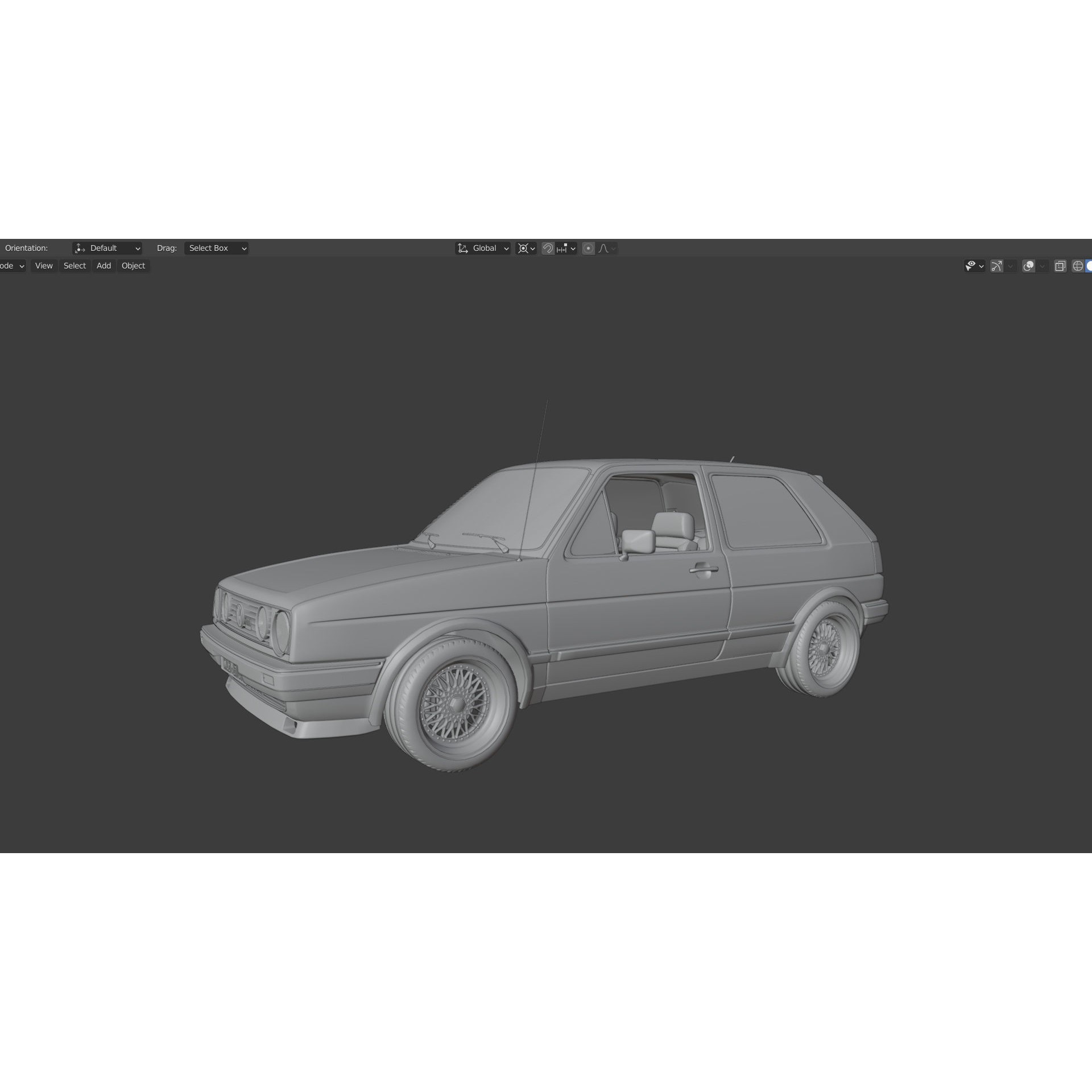 VW Golf GTI 16V MK2 - Low-Poly Game-Ready 3D Model - View 30