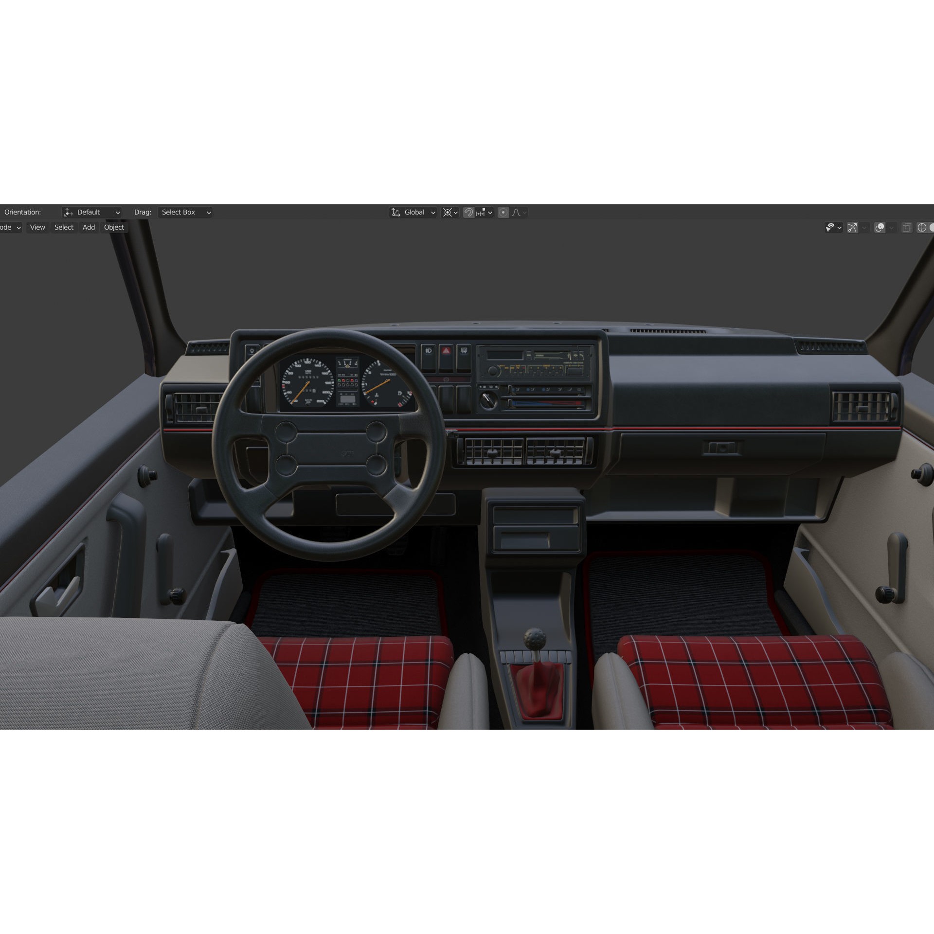 VW Golf GTI 16V MK2 - Low-Poly Game-Ready 3D Model - View 32