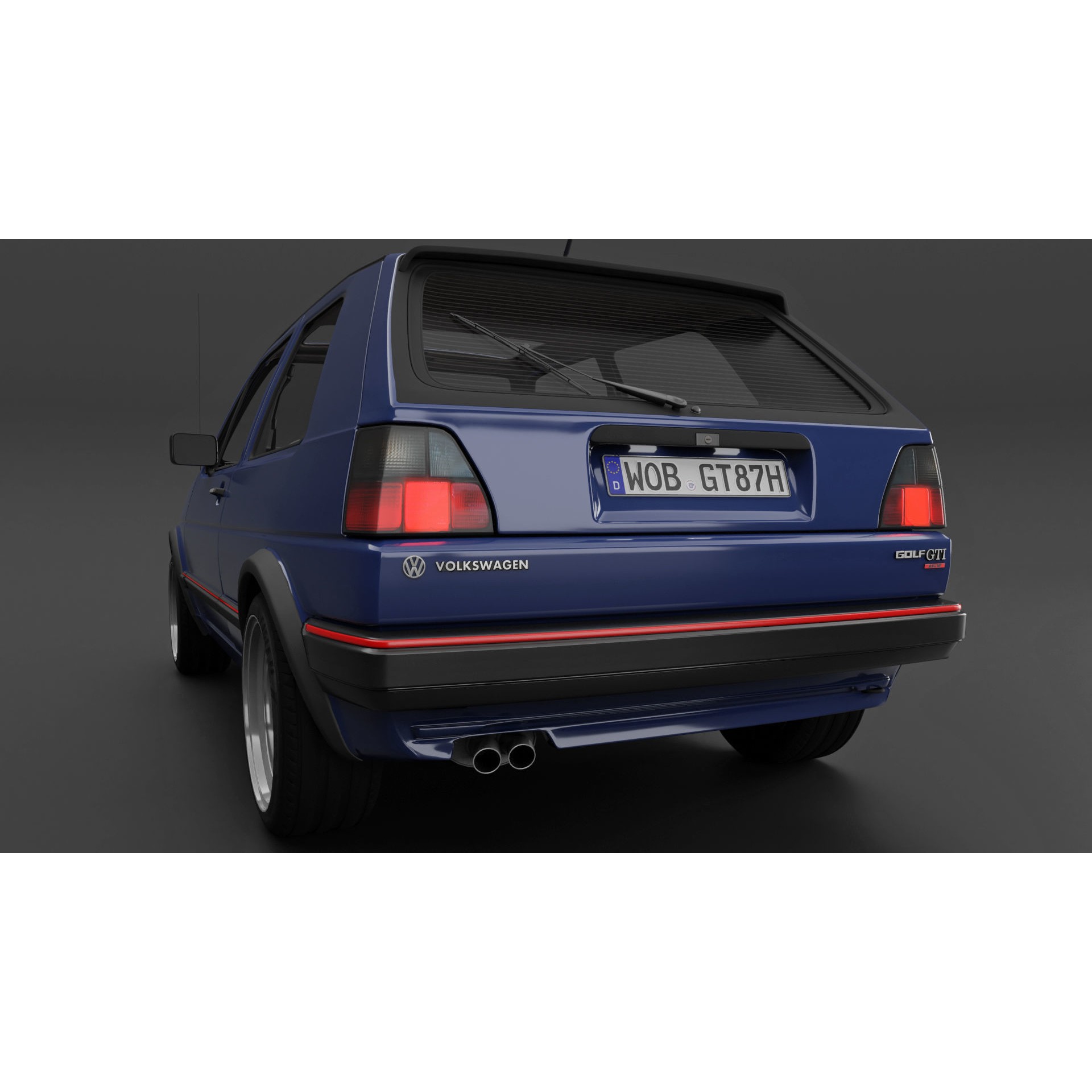 VW Golf GTI 16V MK2 - Low-Poly Game-Ready 3D Model - View 5