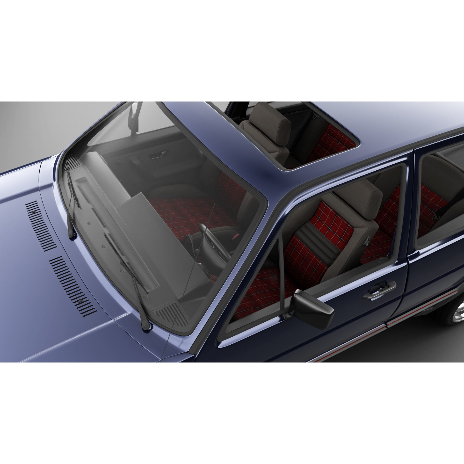 VW Golf GTI 16V MK2 - Low-Poly Game-Ready 3D Model - View 7