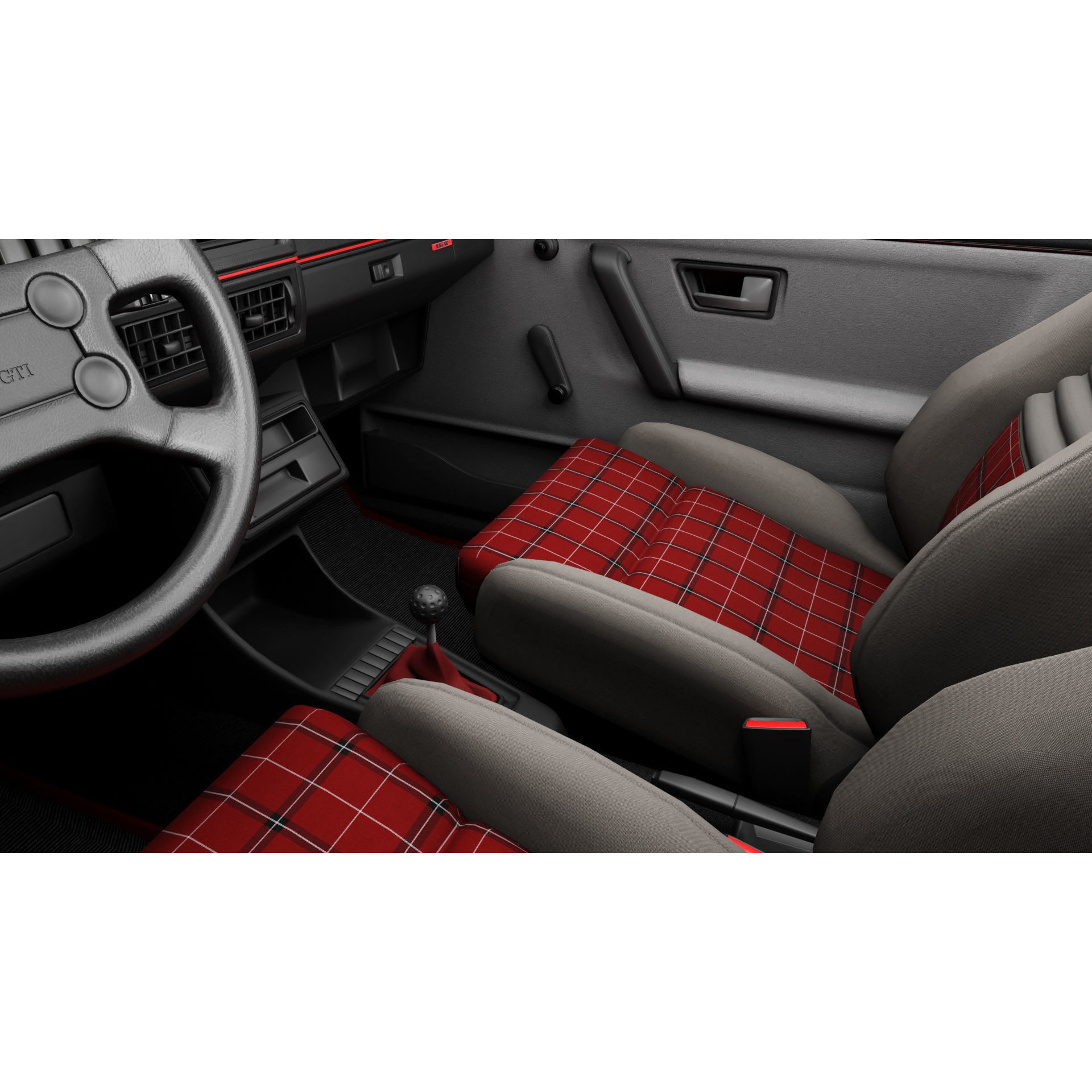 VW Golf GTI 16V MK2 - Low-Poly Game-Ready 3D Model - View 9