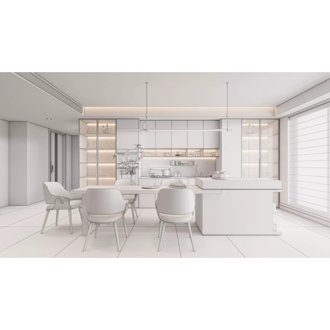 Modern Kitchen 3D Model – Photorealistic Interior Scene, Blender, FBX