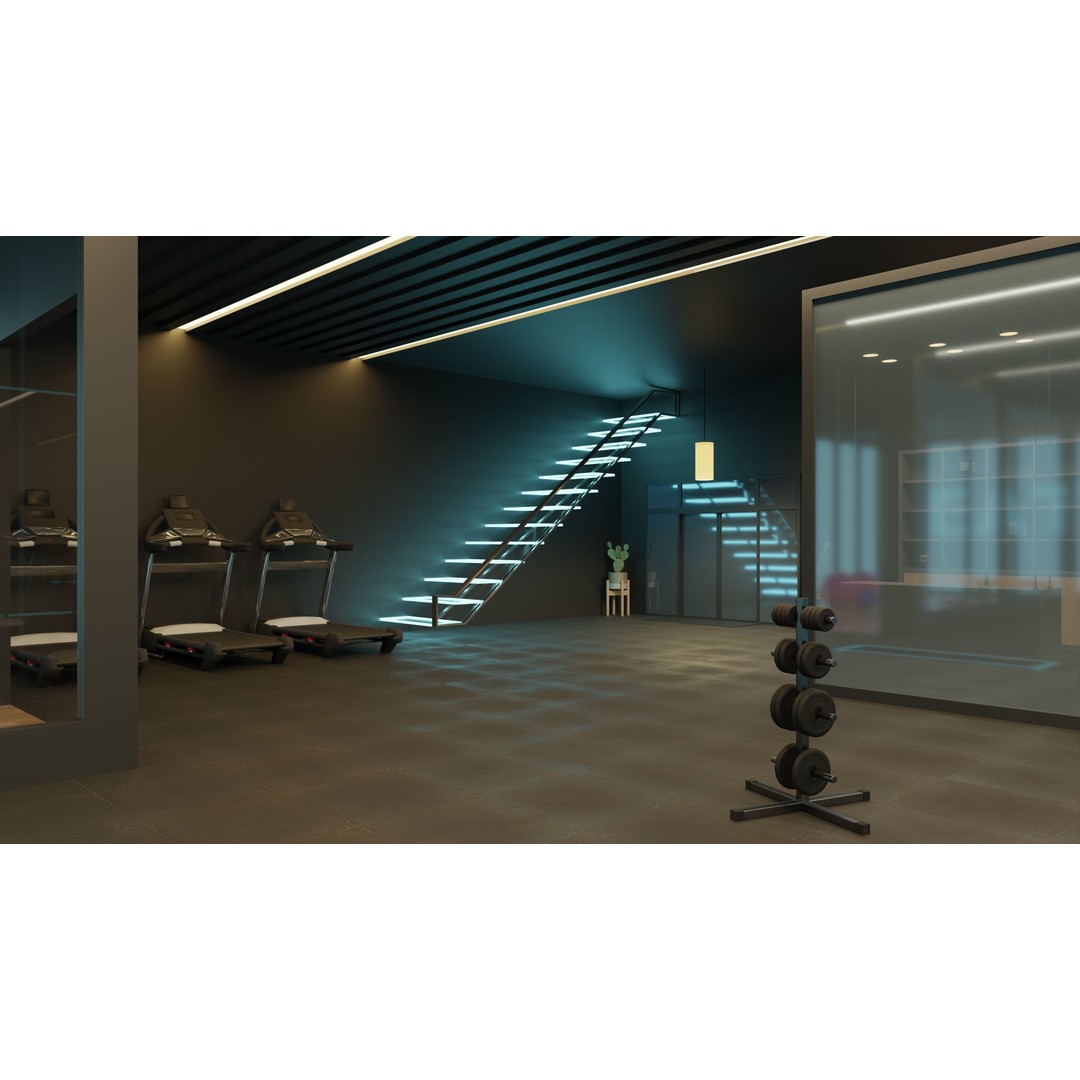 Gym Interior 3D Model – Low Poly PBR Asset for Game and Archviz - View 6
