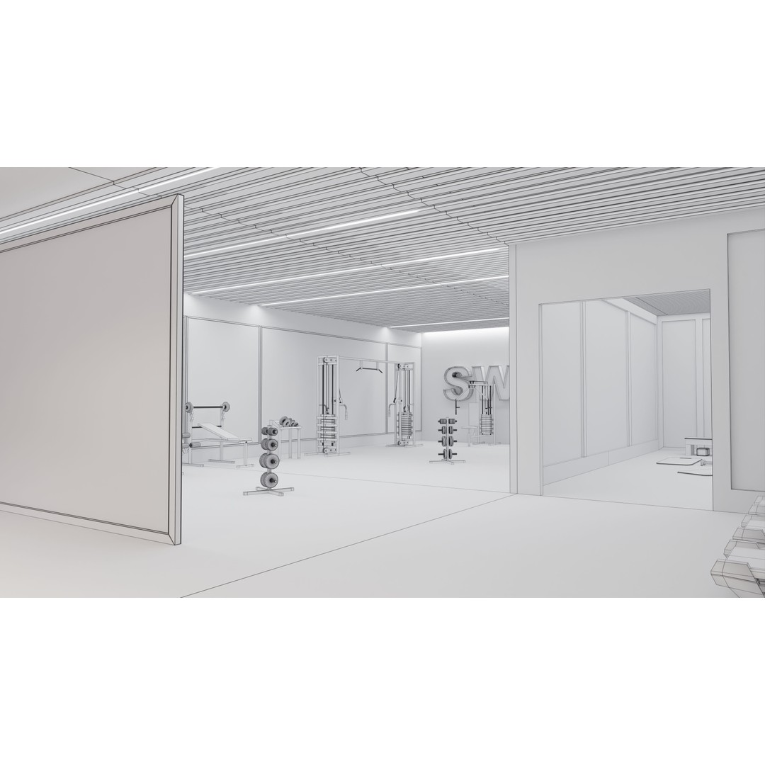 Gym Interior 3D Model – Low Poly PBR Asset for Game and Archviz - View 8
