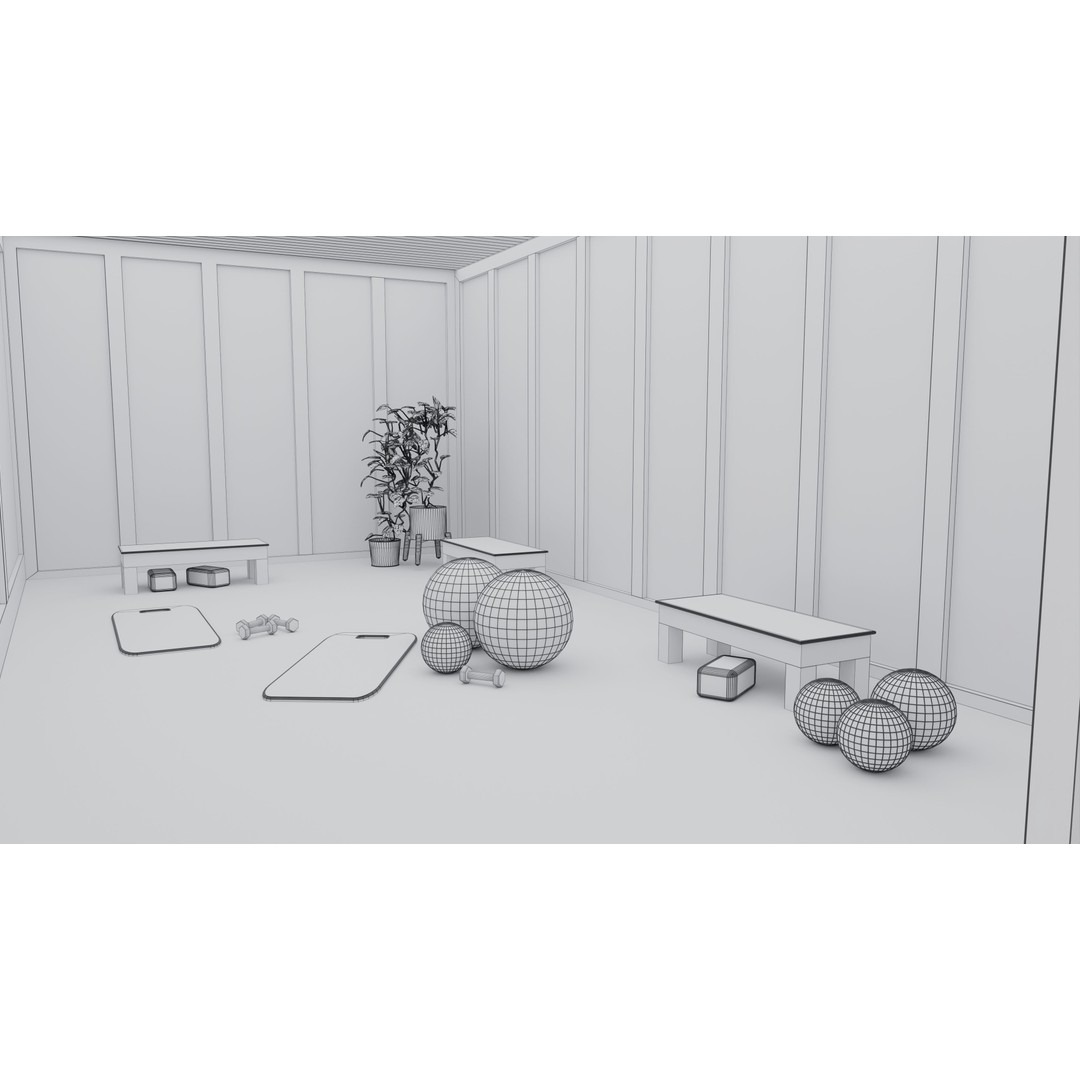 Gym Interior 3D Model – Low Poly PBR Asset for Game and Archviz - View 9