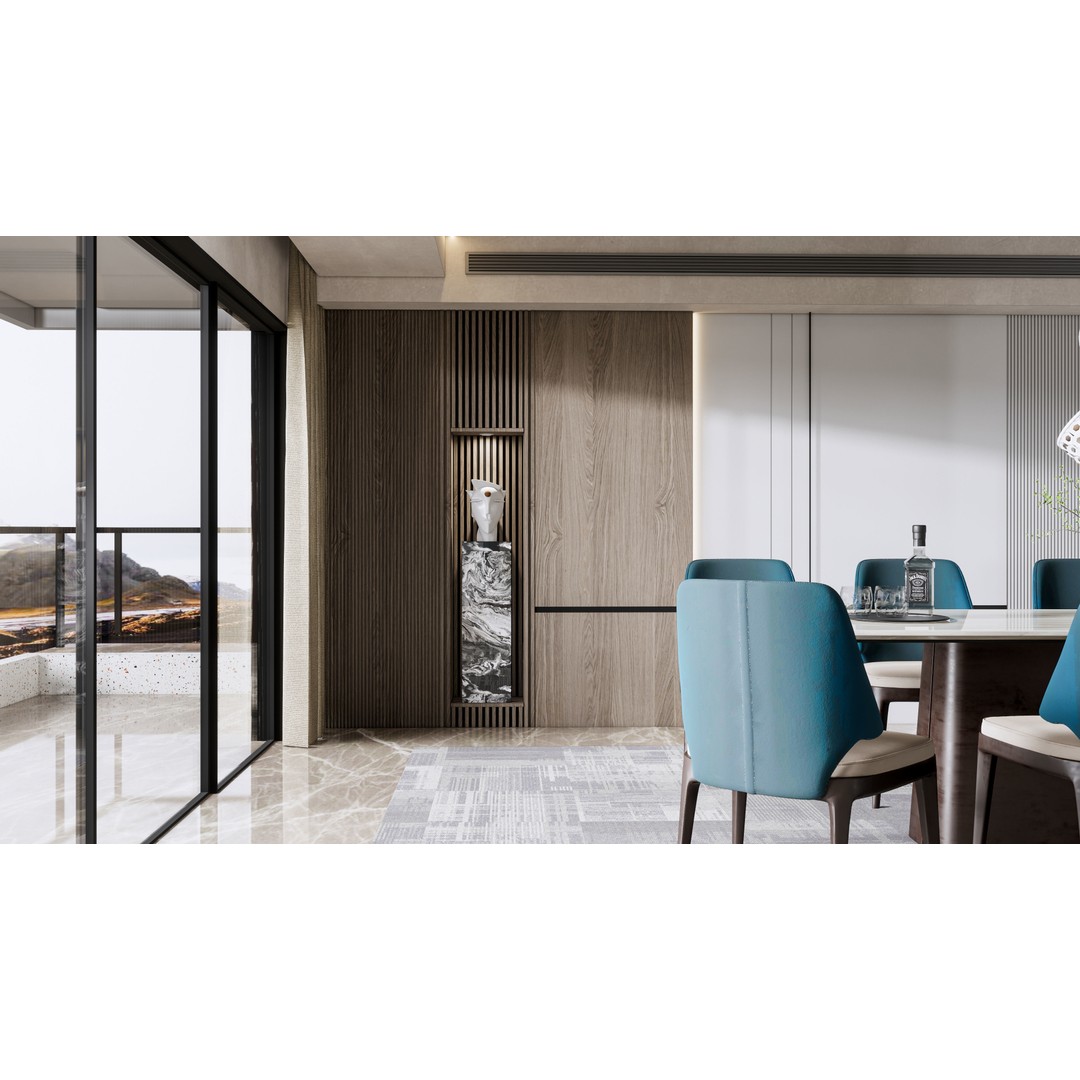 Dining Room 3D Model – Modern Full Scene with PBR Textures - View 15