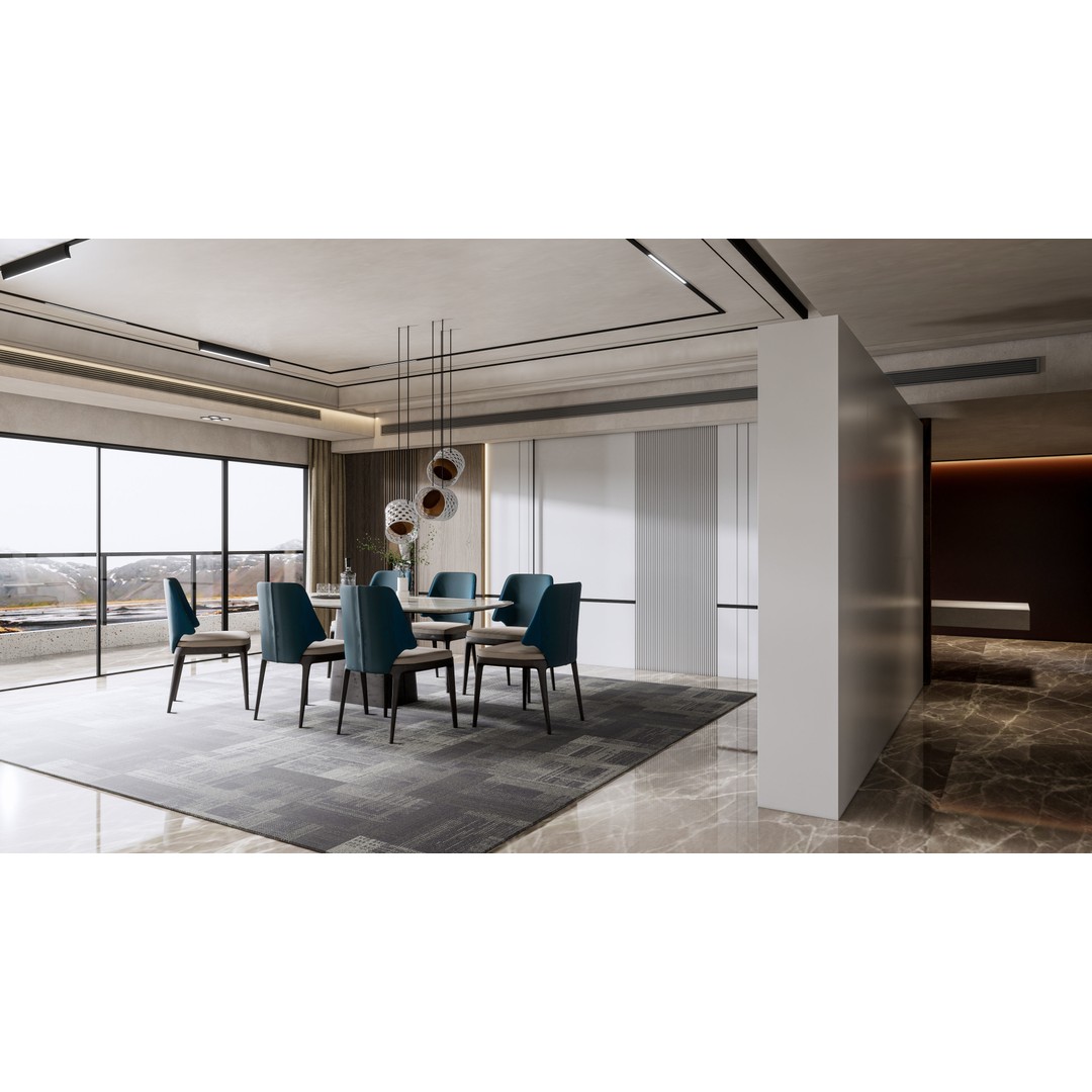 Dining Room 3D Model – Modern Full Scene with PBR Textures - View 4
