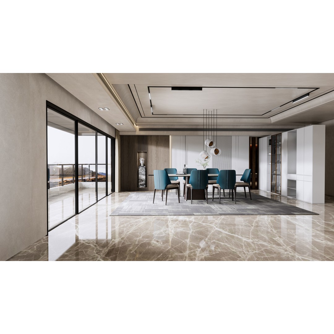 Dining Room 3D Model – Modern Full Scene with PBR Textures - View 8