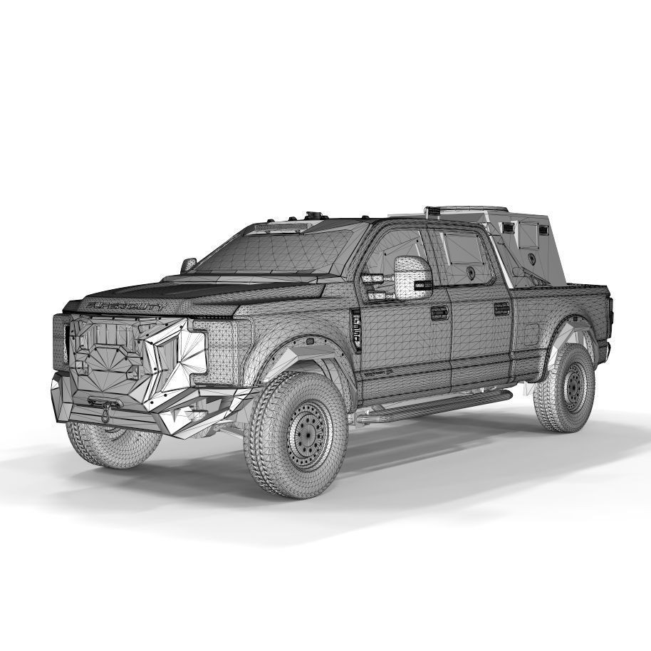 Armored Truck F250 2018 3D Model – High Poly Game-Ready Asset, OBJ, FBX - View 15