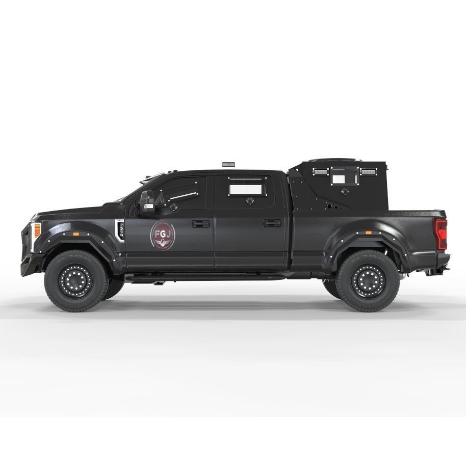 Armored Truck F250 2018 3D Model – High Poly Game-Ready Asset, OBJ, FBX - View 3