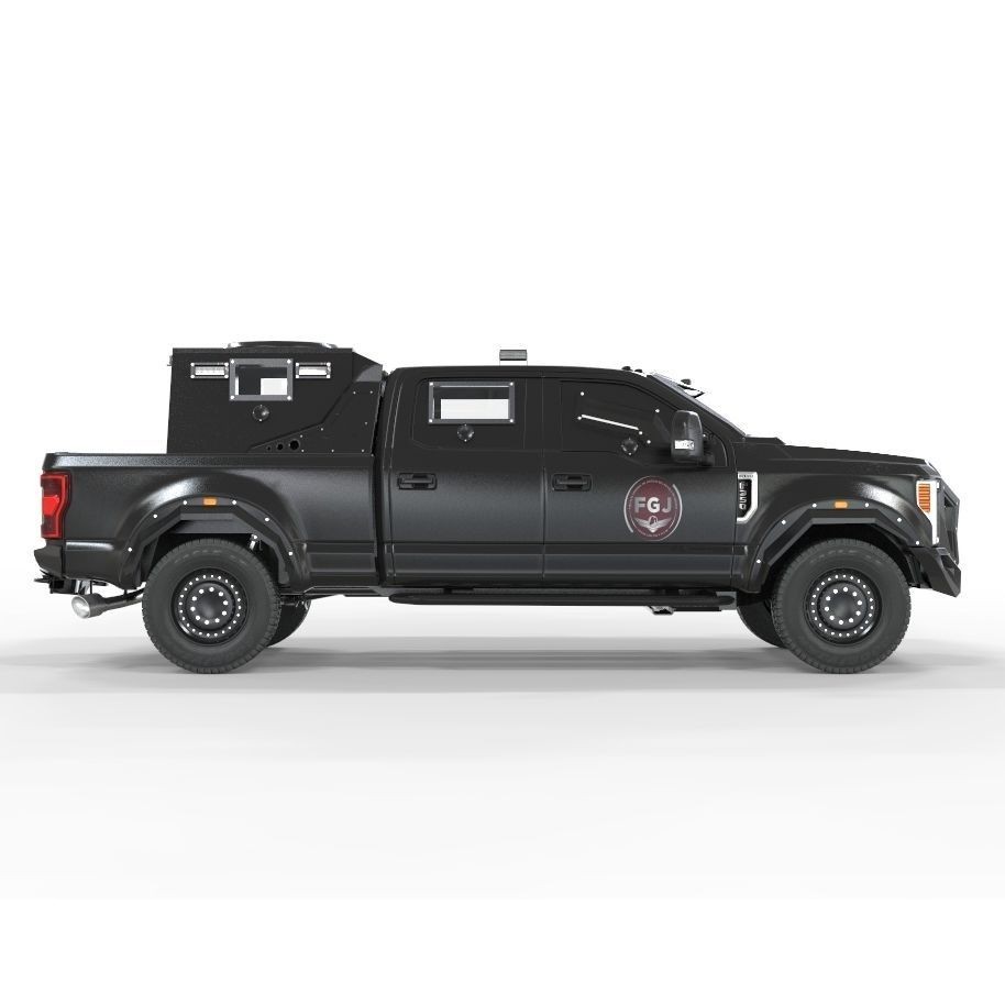 Armored Truck F250 2018 3D Model – High Poly Game-Ready Asset, OBJ, FBX - View 4