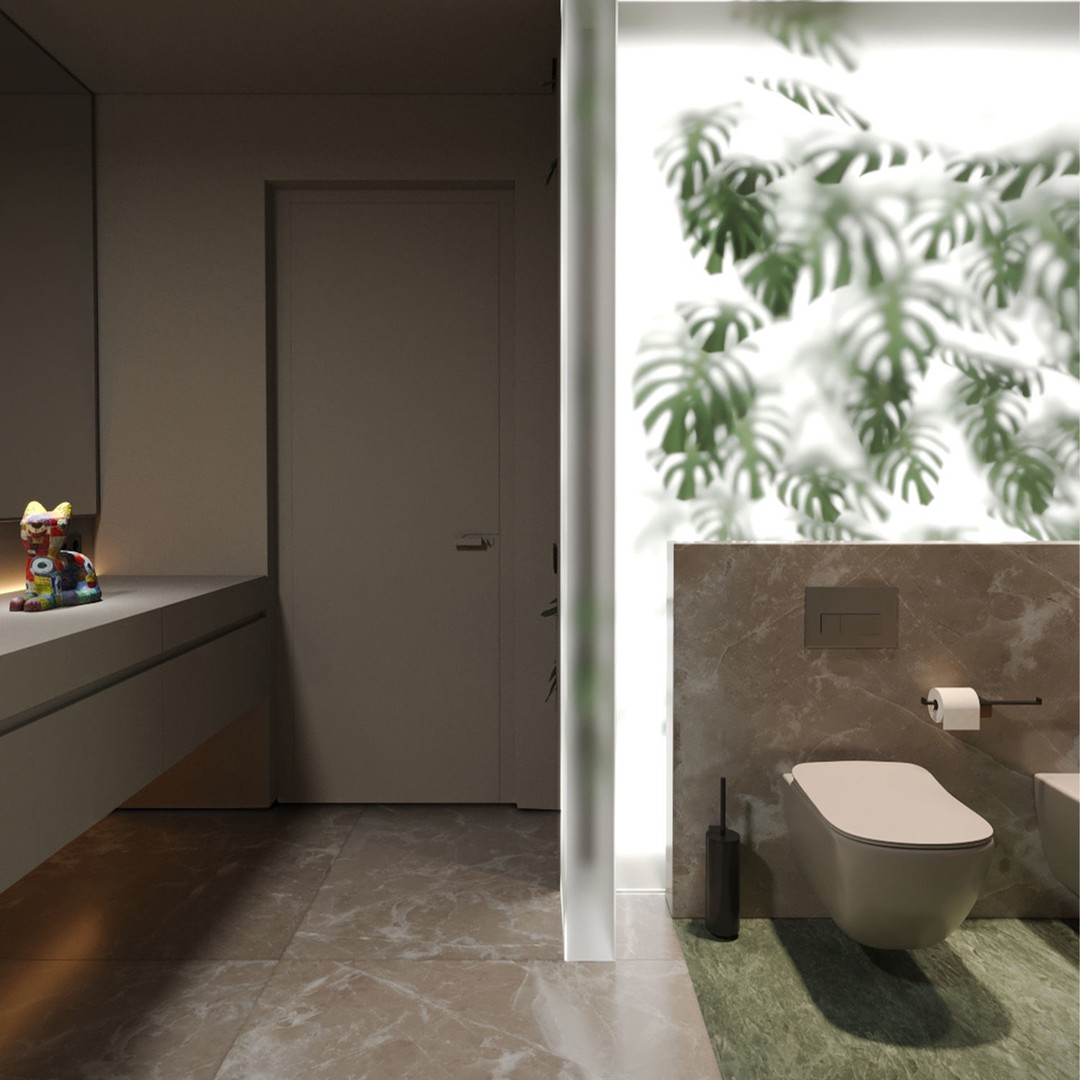 Shower Room 3D Model – Modern Bathroom Interior with Plants, FBX - View 5