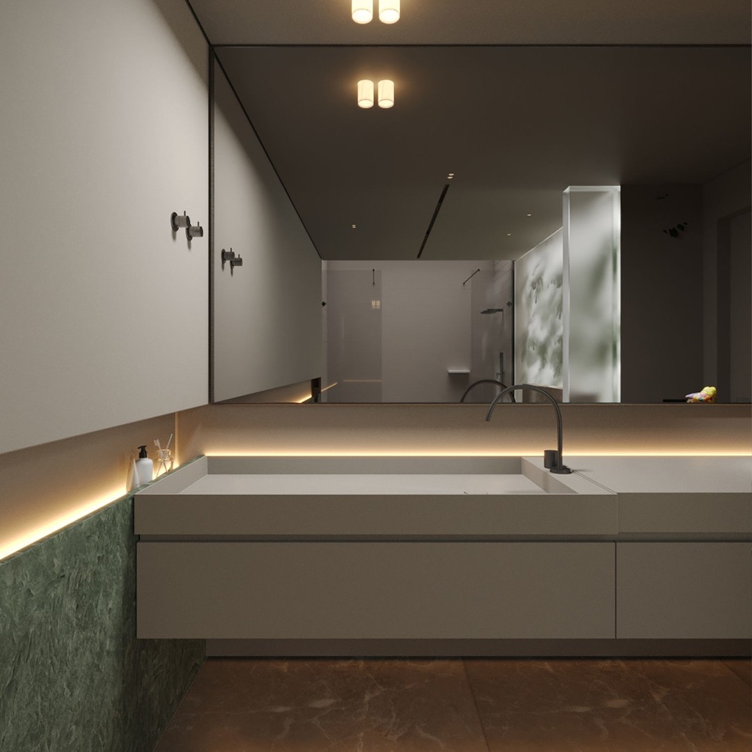 Shower Room 3D Model – Modern Bathroom Interior with Plants, FBX - View 8