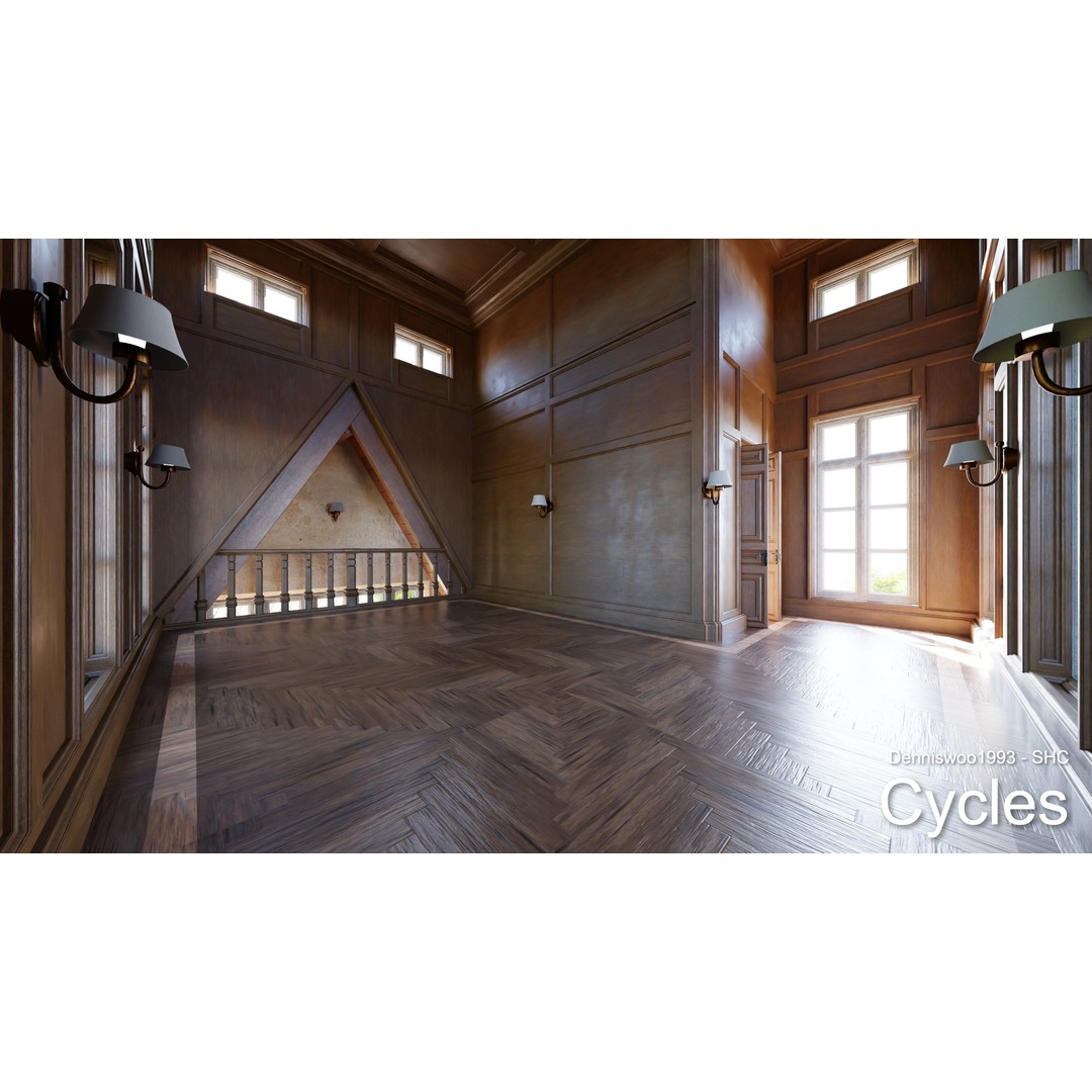 Classic Great Hall 3D Model – Low Poly Church with Interior, Blender - View 10