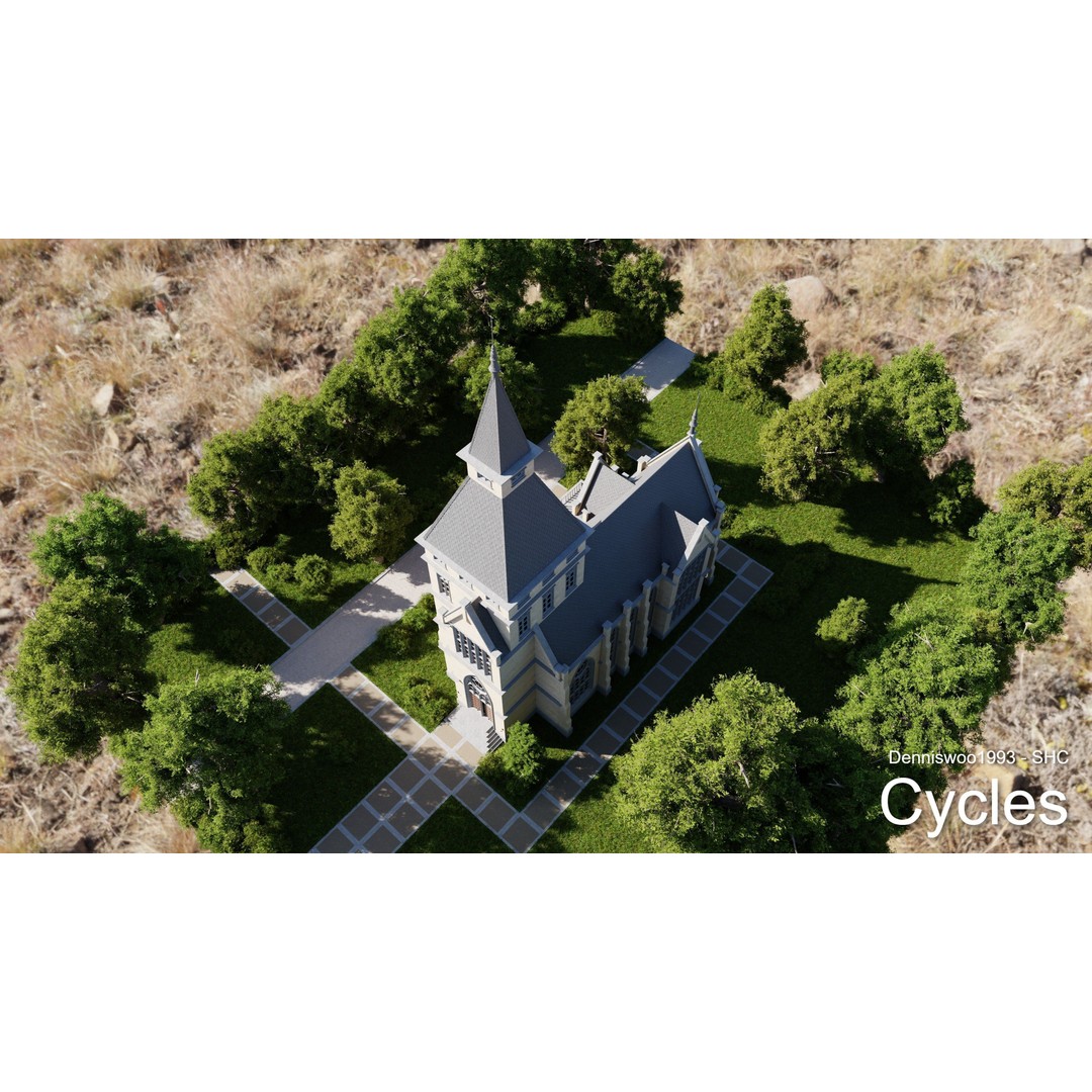 Classic Great Hall 3D Model – Low Poly Church with Interior, Blender - View 12