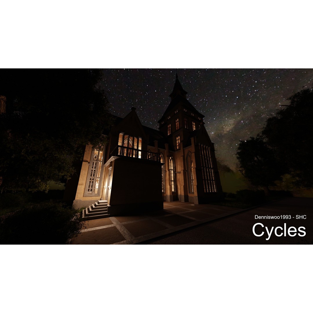 Classic Great Hall 3D Model – Low Poly Church with Interior, Blender - View 20