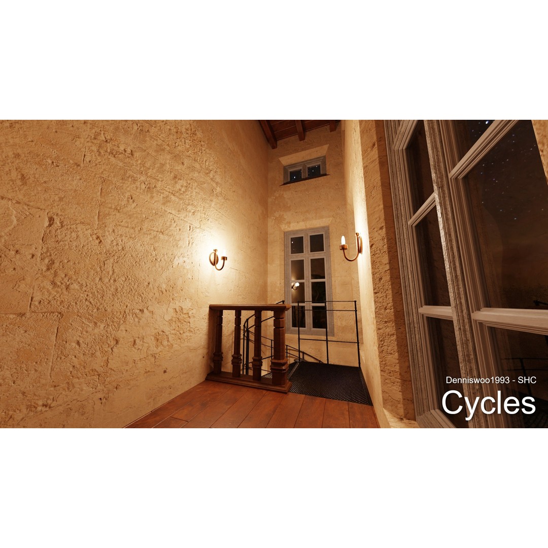 Classic Great Hall 3D Model – Low Poly Church with Interior, Blender - View 23