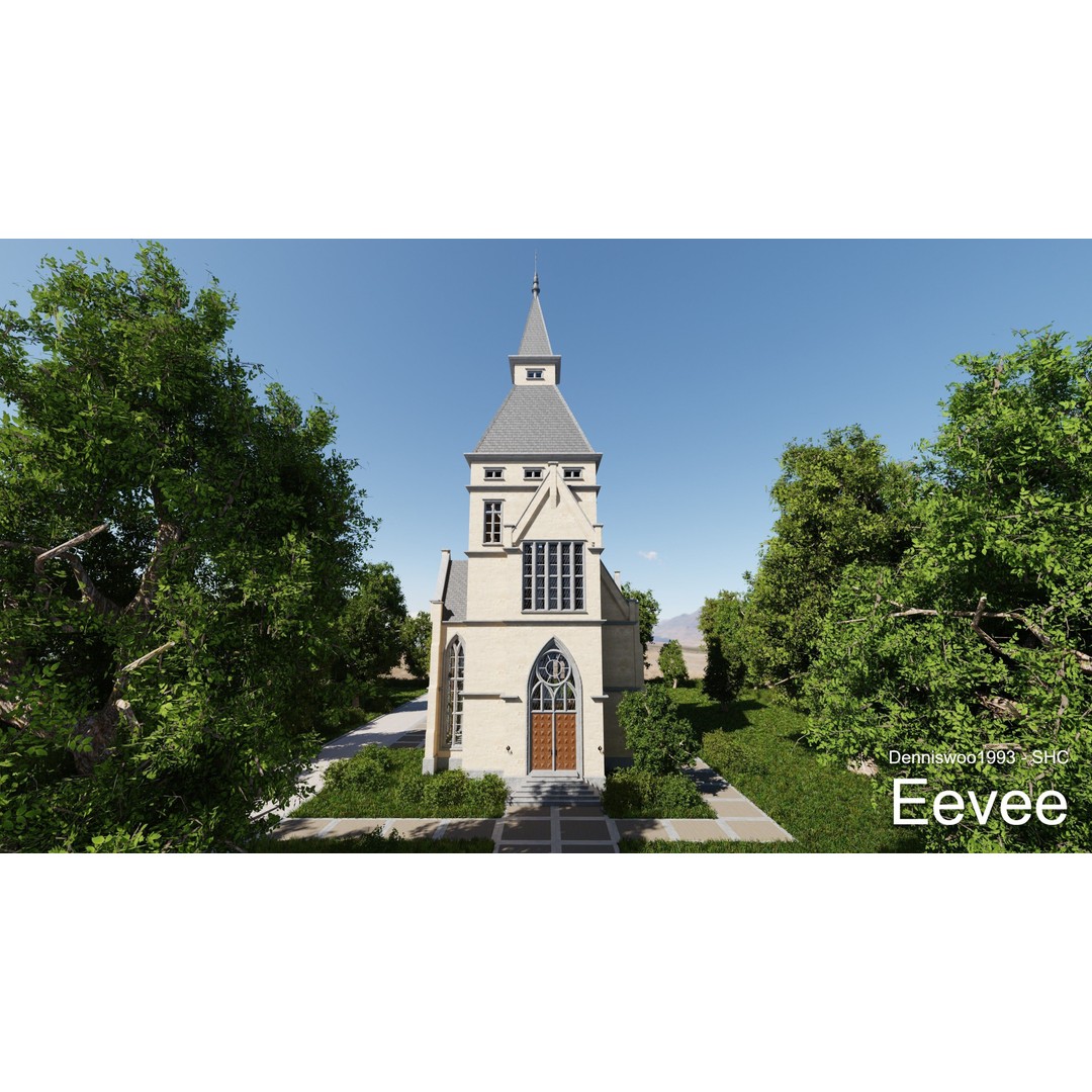 Classic Great Hall 3D Model – Low Poly Church with Interior, Blender - View 25