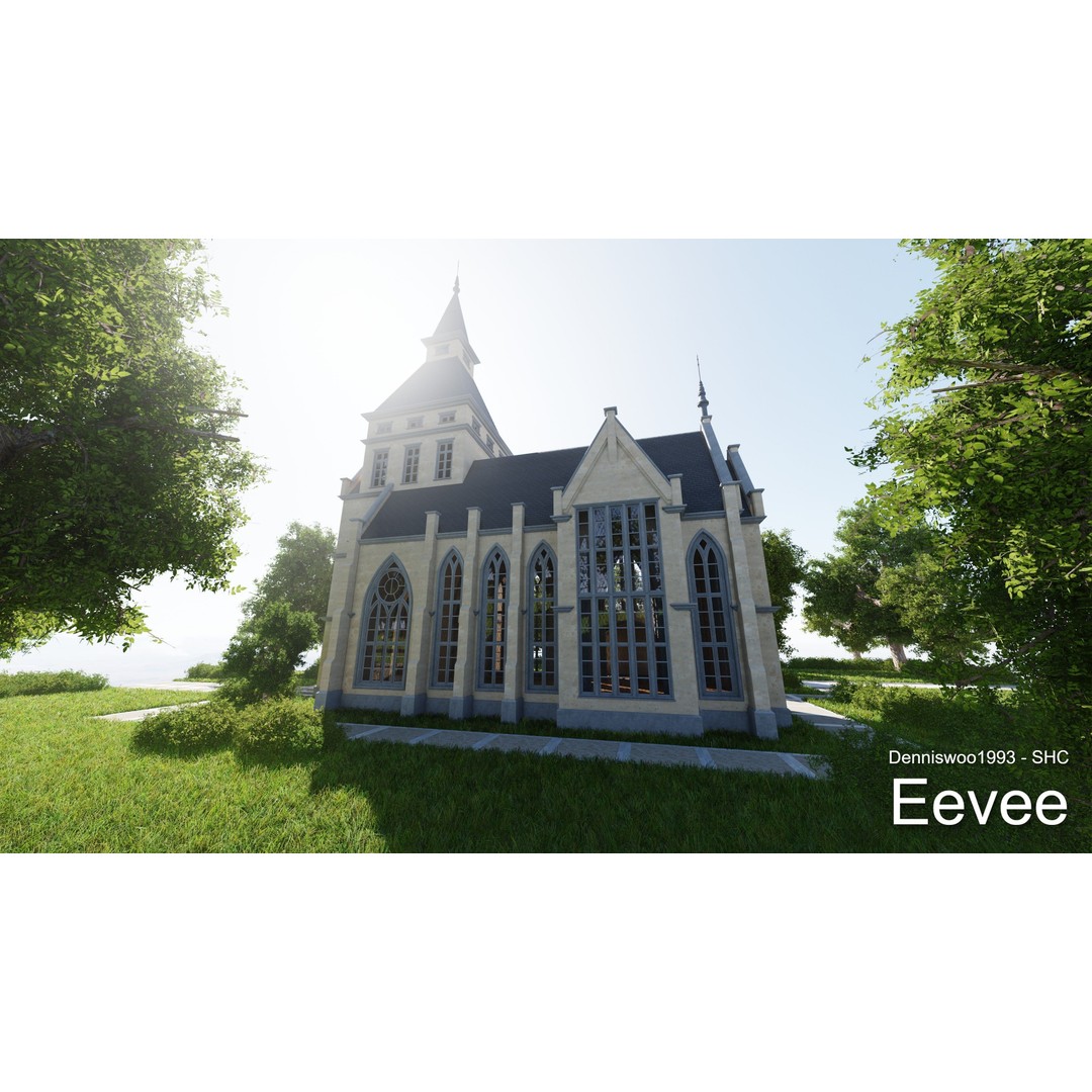 Classic Great Hall 3D Model – Low Poly Church with Interior, Blender - View 27