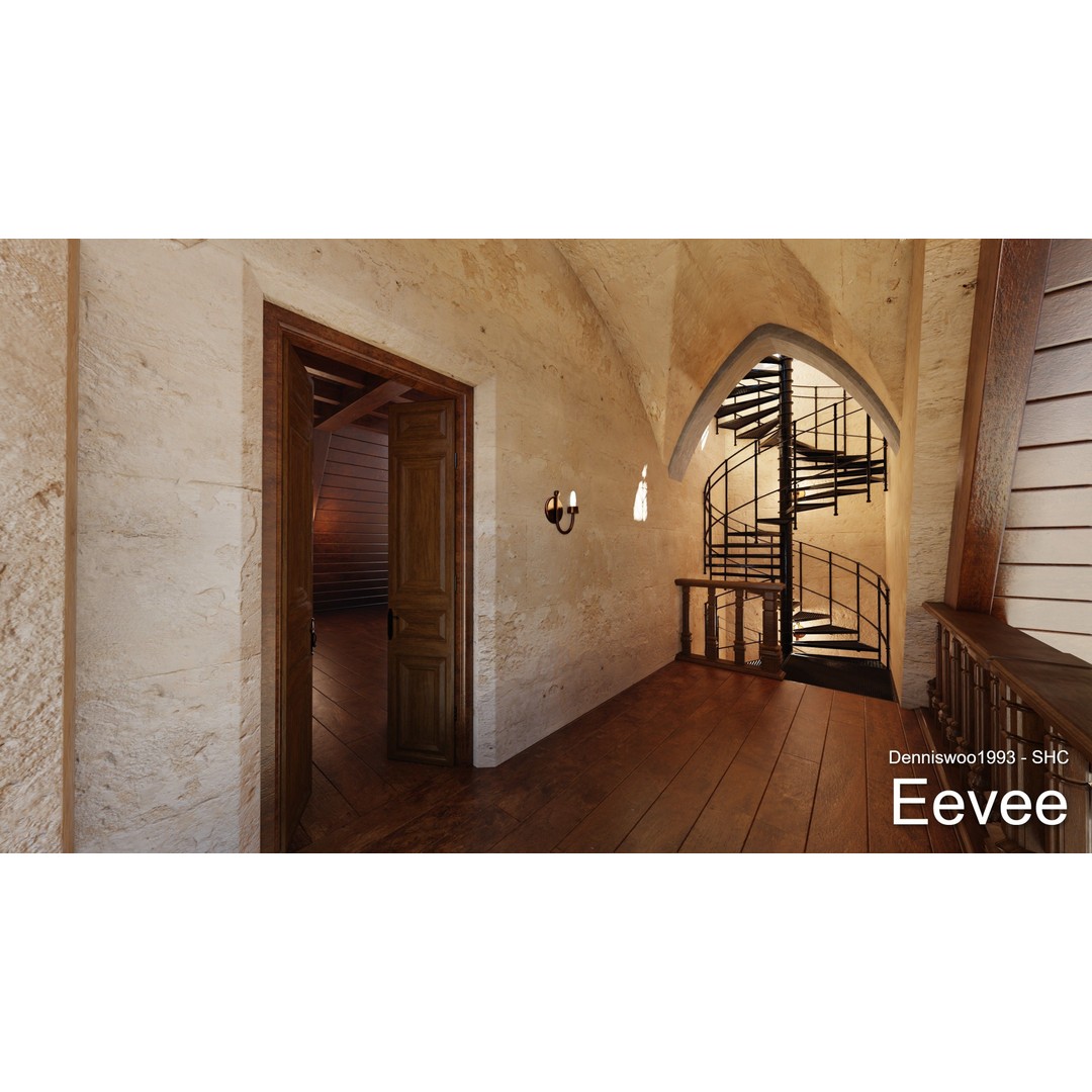 Classic Great Hall 3D Model – Low Poly Church with Interior, Blender - View 31