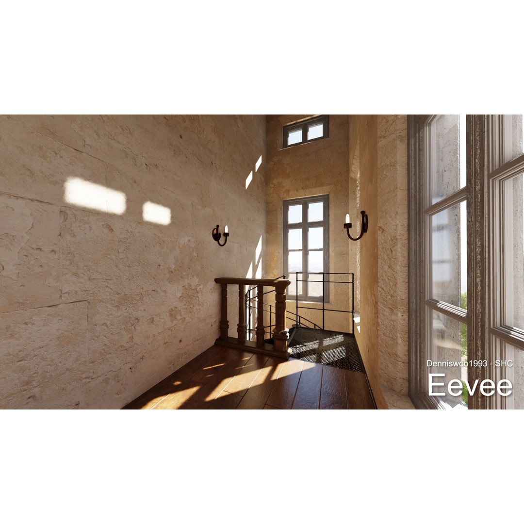 Classic Great Hall 3D Model – Low Poly Church with Interior, Blender - View 34