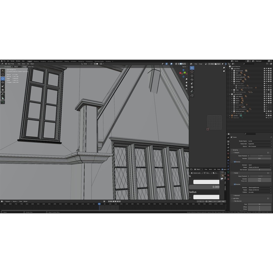 Classic Great Hall 3D Model – Low Poly Church with Interior, Blender - View 39