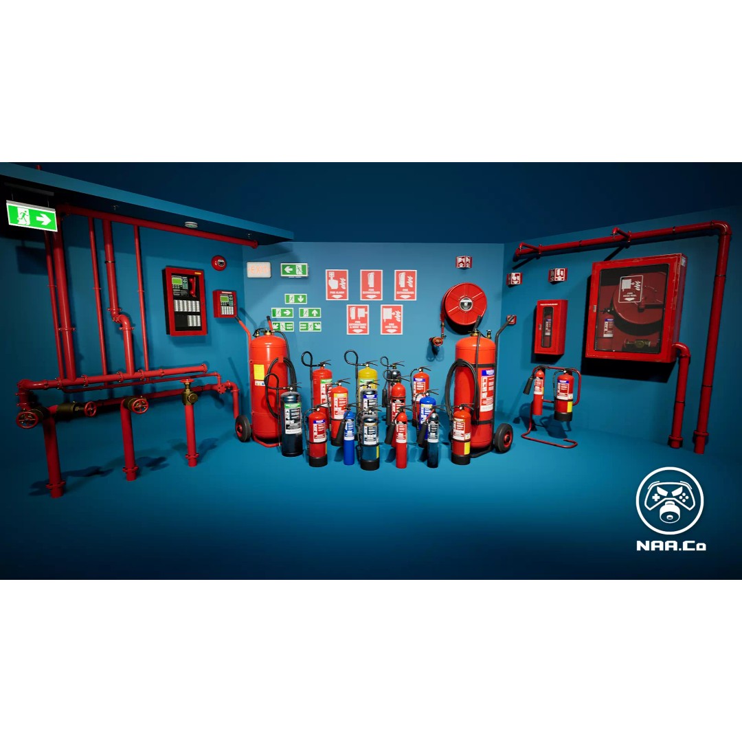 Fire Fighting Systems 3D Model – Low Poly Game Asset, Unreal Engine - View 2
