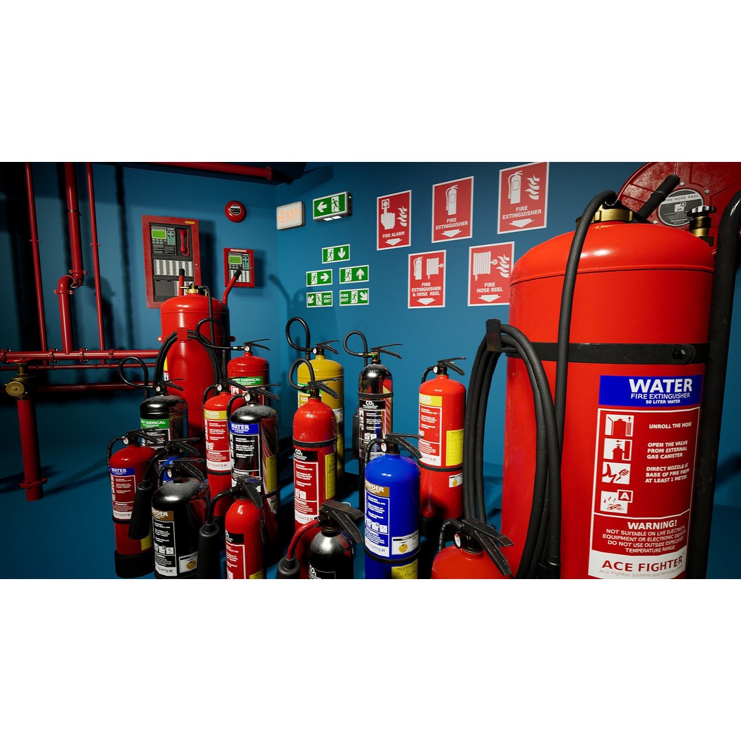 Fire Fighting Systems 3D Model – Low Poly Game Asset, Unreal Engine - View 4