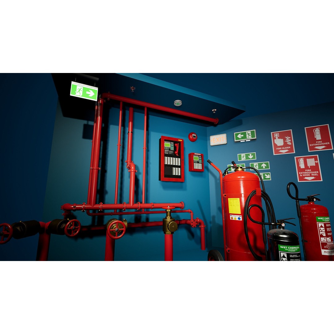 Fire Fighting Systems 3D Model – Low Poly Game Asset, Unreal Engine - View 6